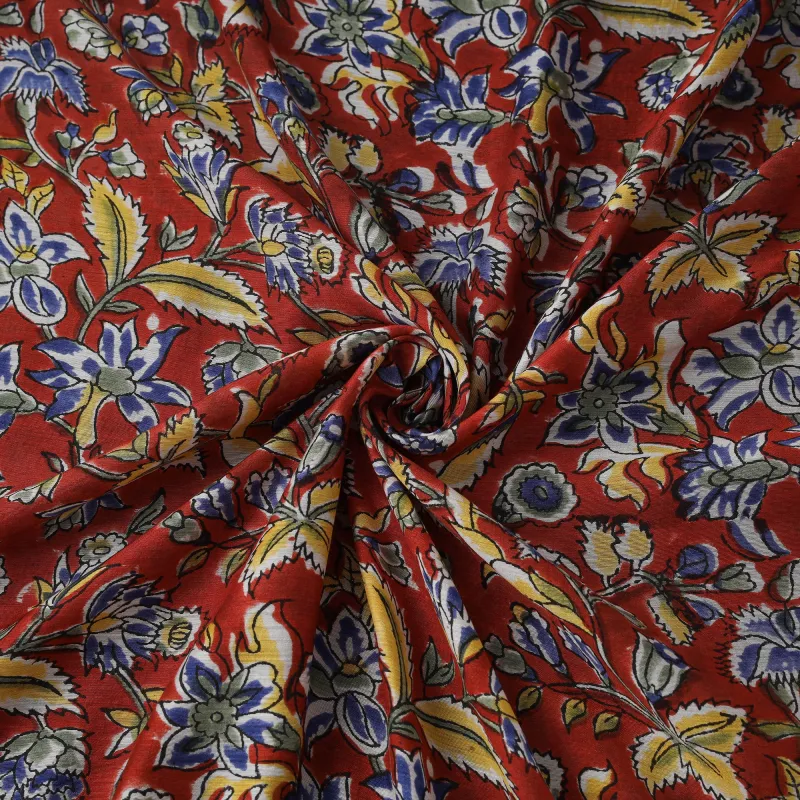 Red - Sanganeri Hand Block Print Modal Silk Fabric 21 made by Itokri