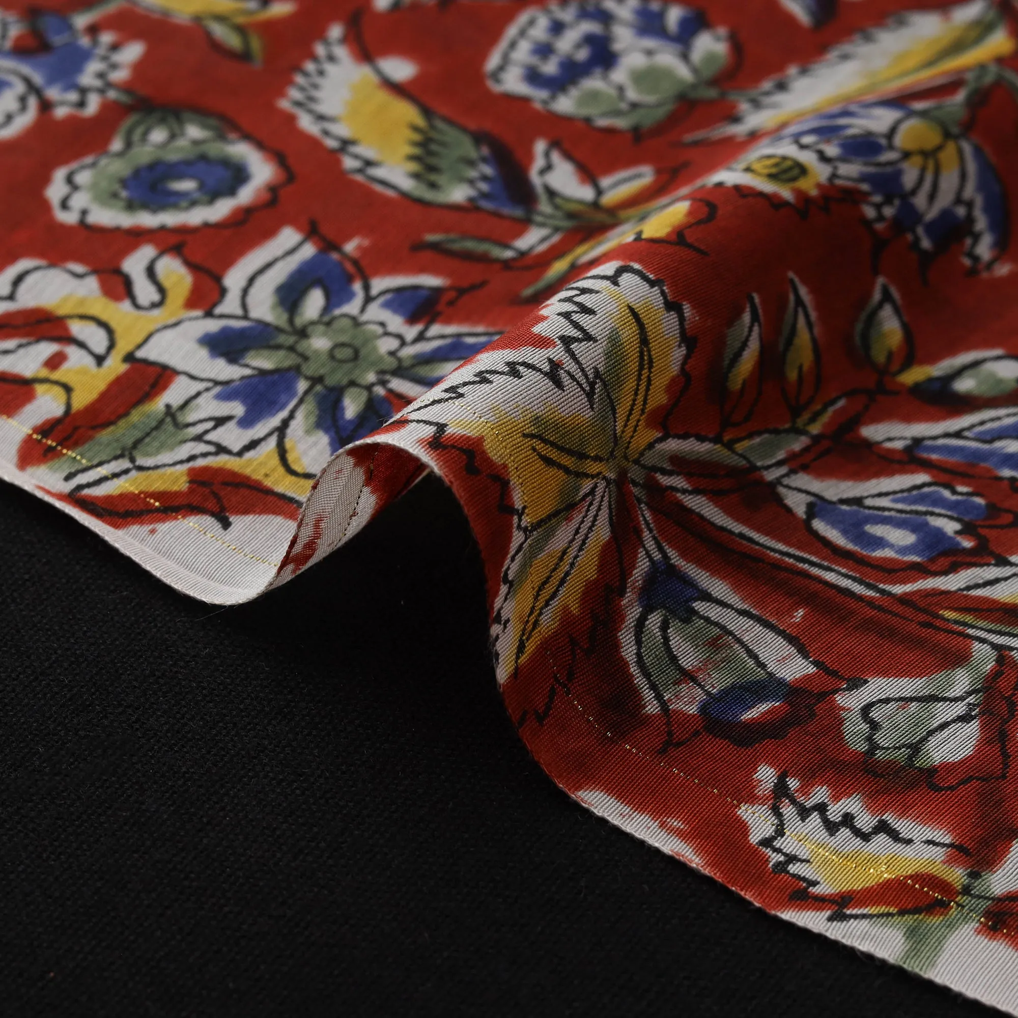 Red - Sanganeri Hand Block Print Modal Silk Fabric 21 sold by Itokri product image thumbnail 4