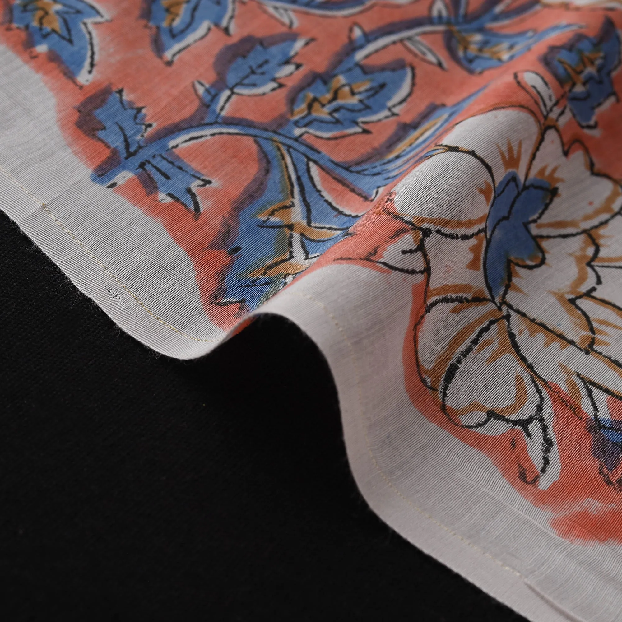 Peach - Sanganeri Hand Block Print Modal Silk Fabric 16 sold by Itokri product image thumbnail 4