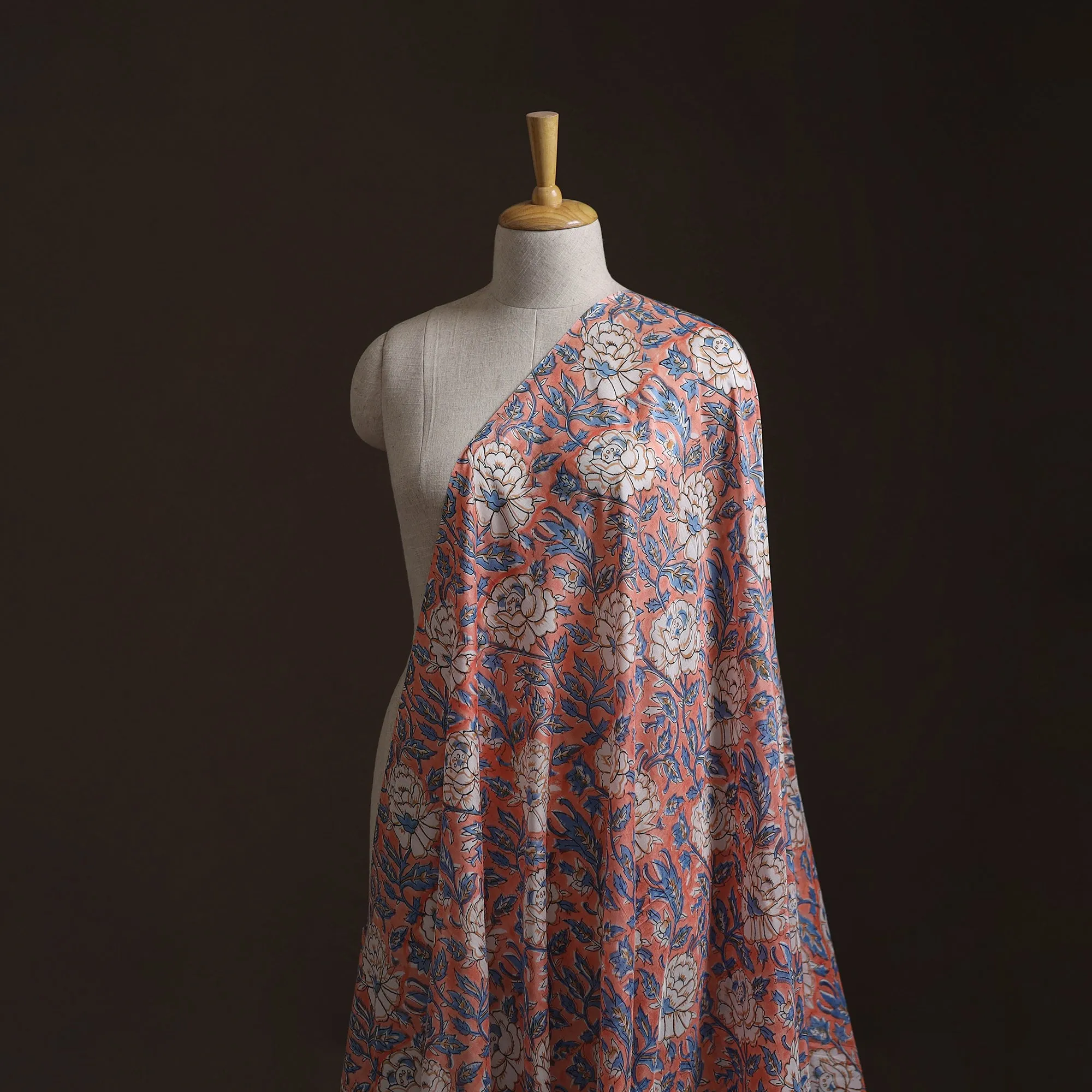 Peach - Sanganeri Hand Block Print Modal Silk Fabric 16 sold by Itokri product image thumbnail 2