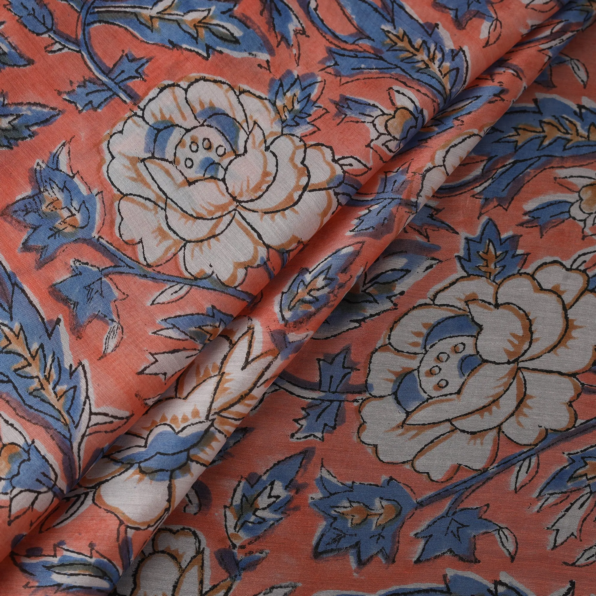 Peach - Sanganeri Hand Block Print Modal Silk Fabric 16 sold by Itokri product image thumbnail 3