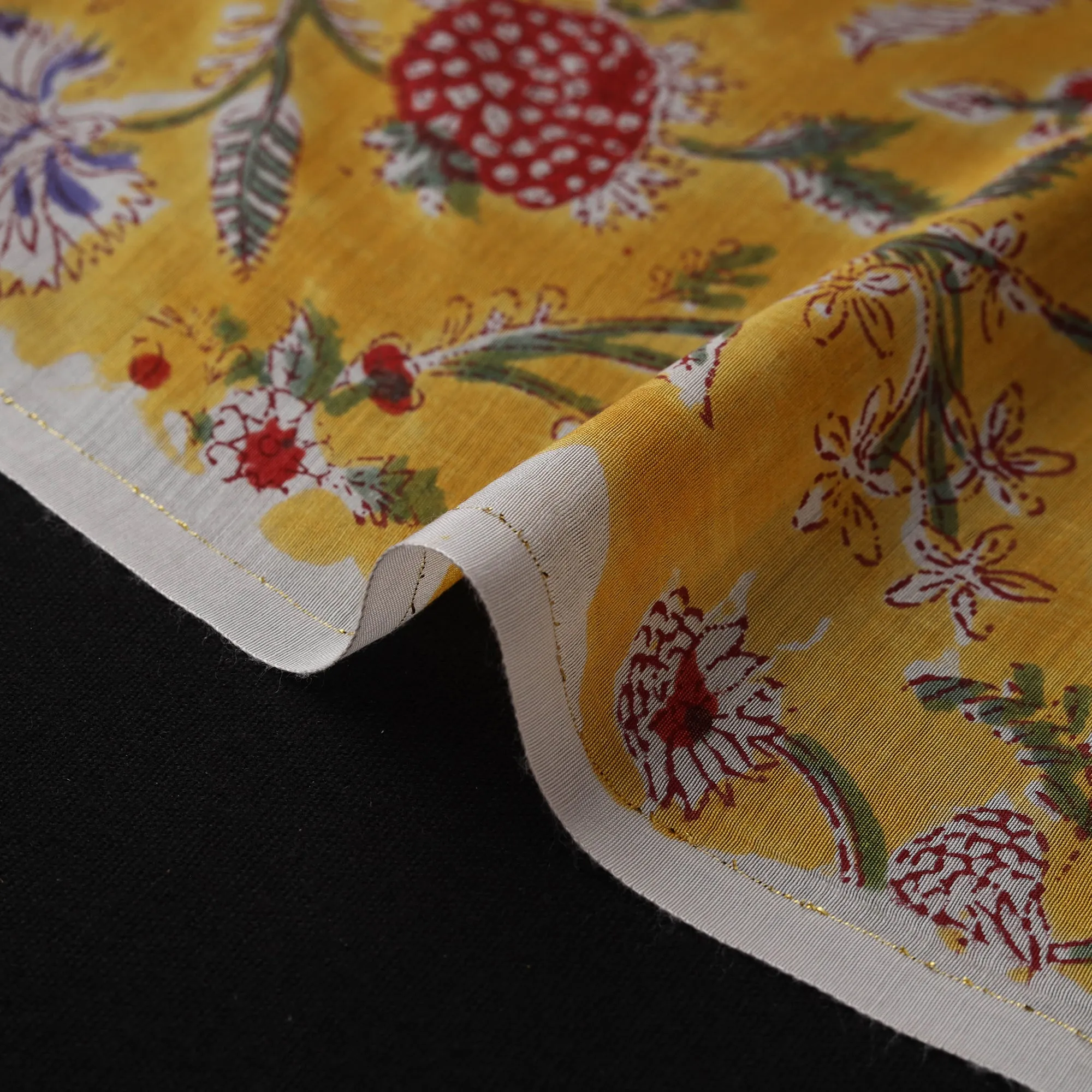 Yellow - Sanganeri Hand Block Print Modal Silk Fabric 15 sold by Itokri product image thumbnail 4