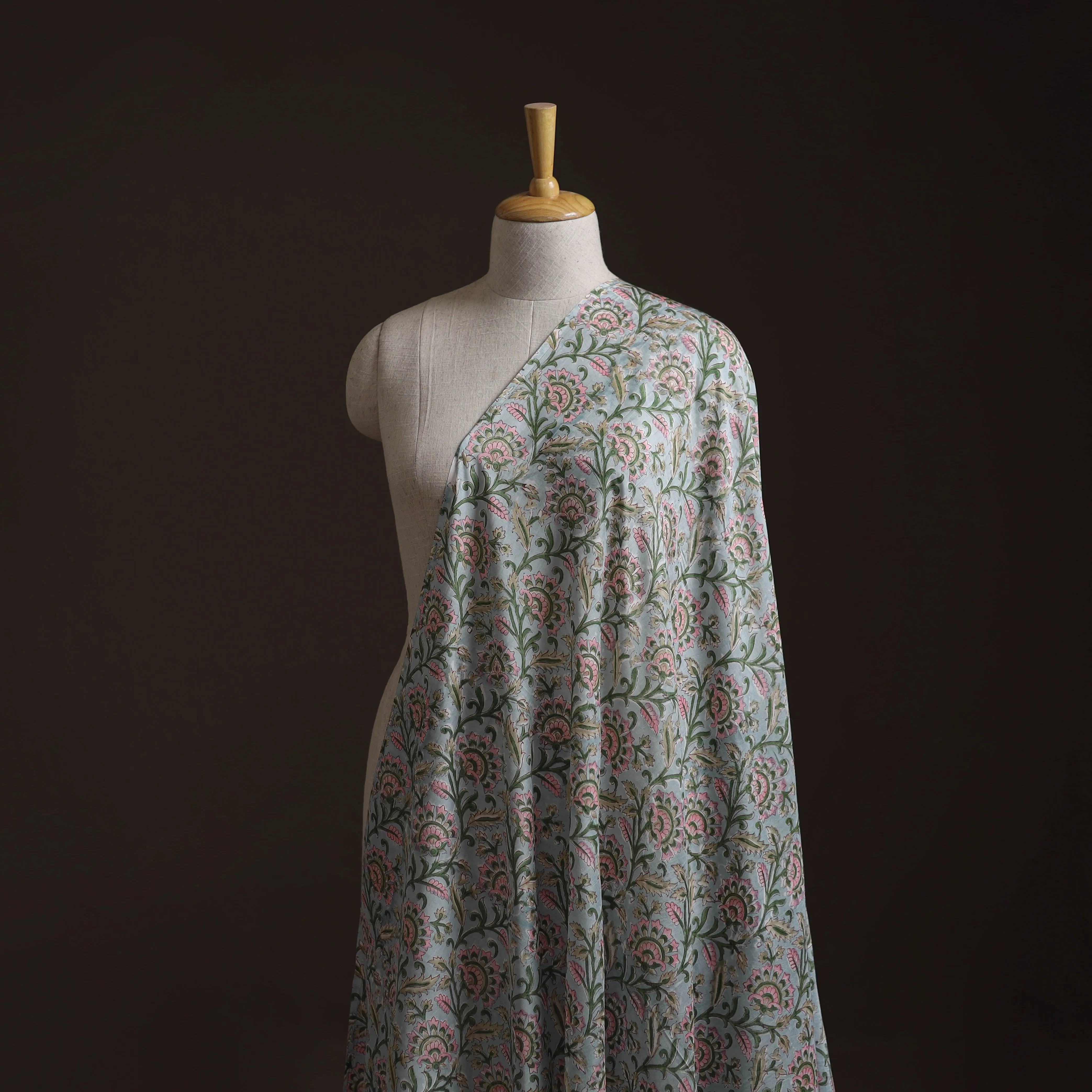Green - Sanganeri Hand Block Print Modal Silk Fabric 14 sold by Itokri product image thumbnail 2