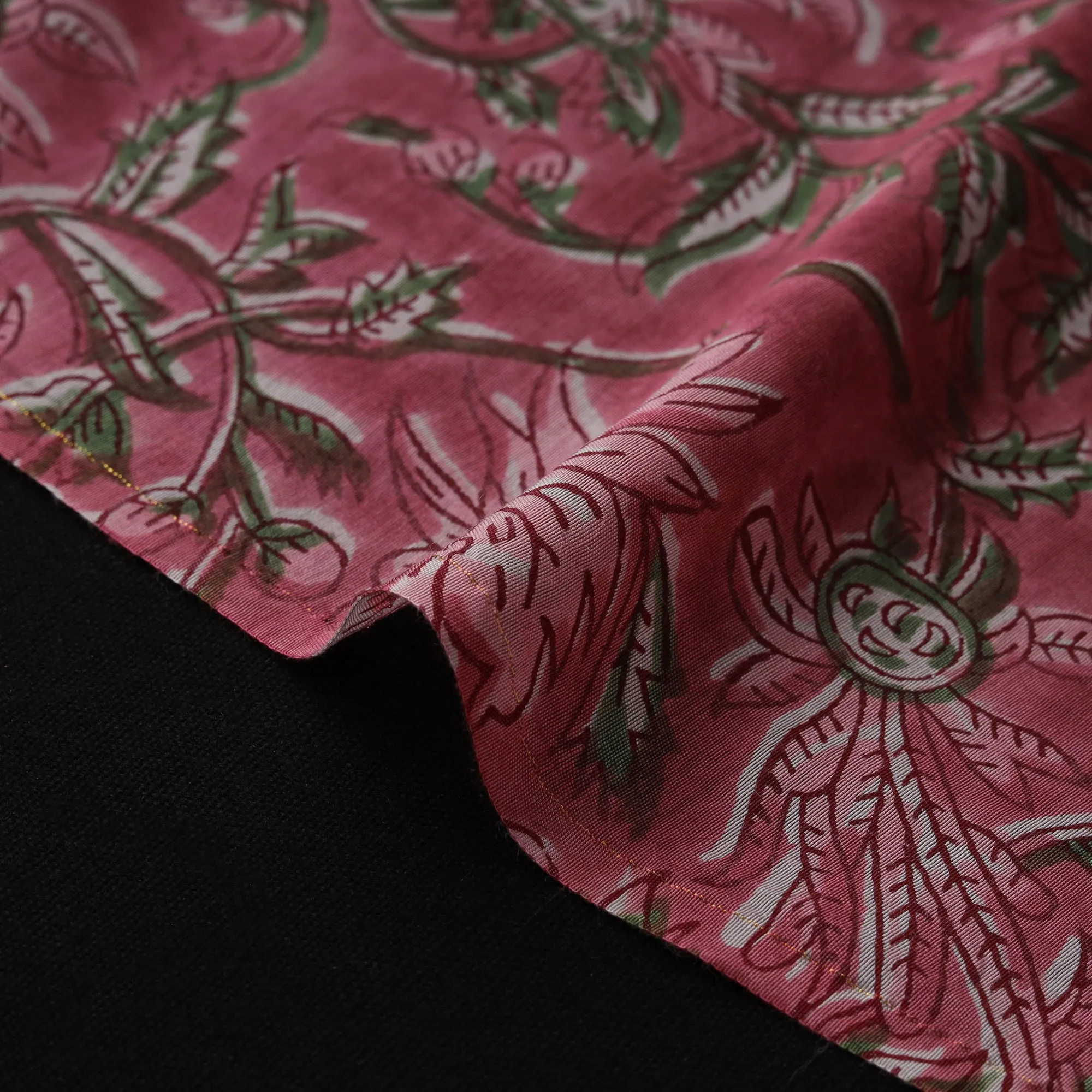 Pink - Sanganeri Hand Block Print Modal Silk Fabric 13 sold by Itokri product image thumbnail 4
