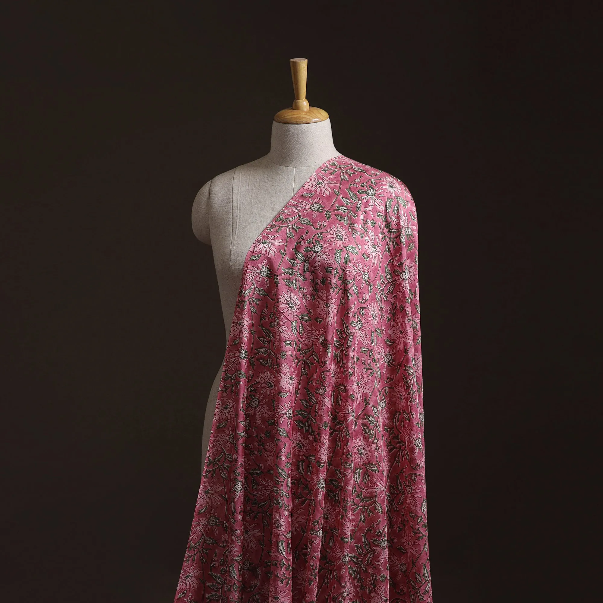 Pink - Sanganeri Hand Block Print Modal Silk Fabric 13 sold by Itokri product image thumbnail 2