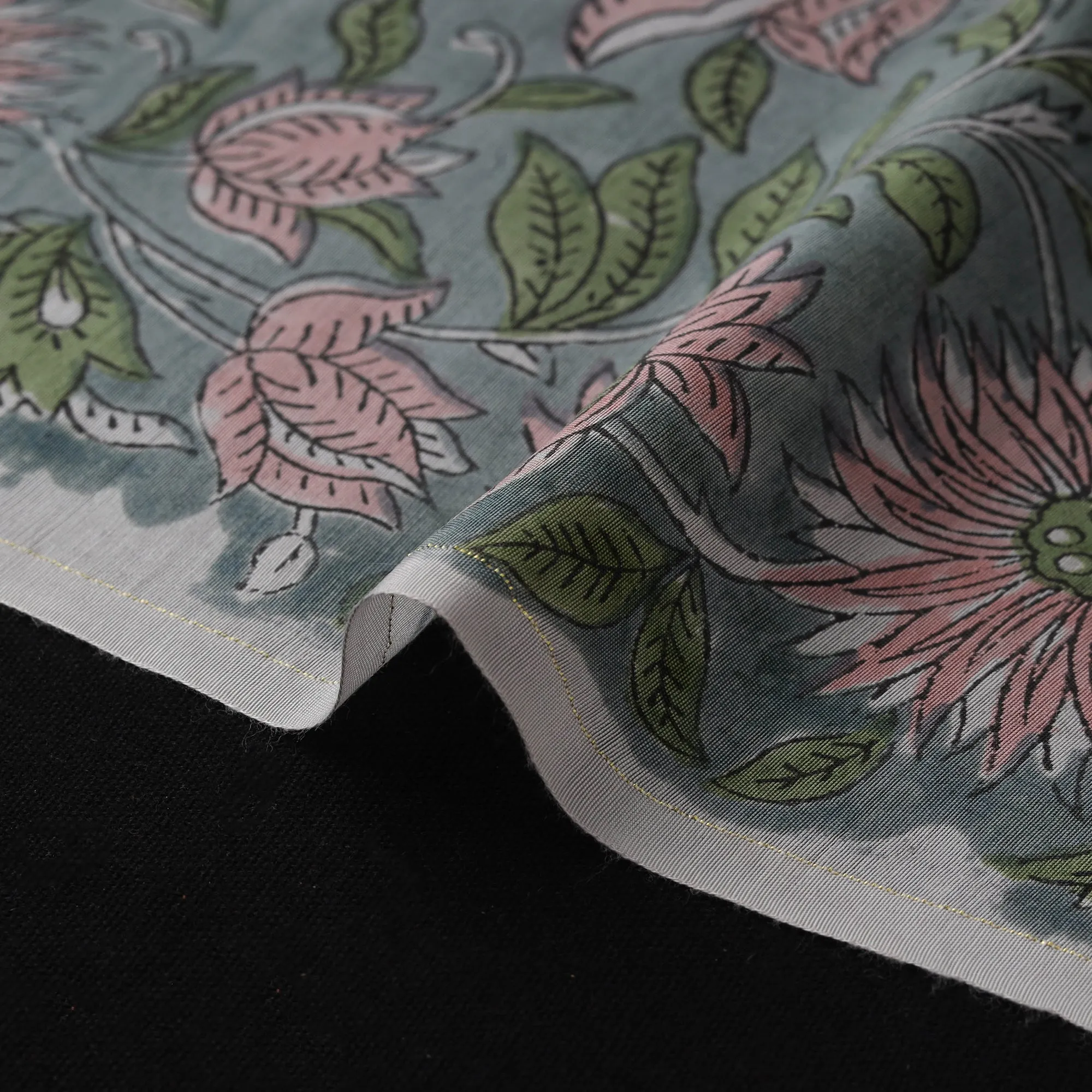 Green - Sanganeri Hand Block Print Modal Silk Fabric 04 sold by Itokri product image thumbnail 4