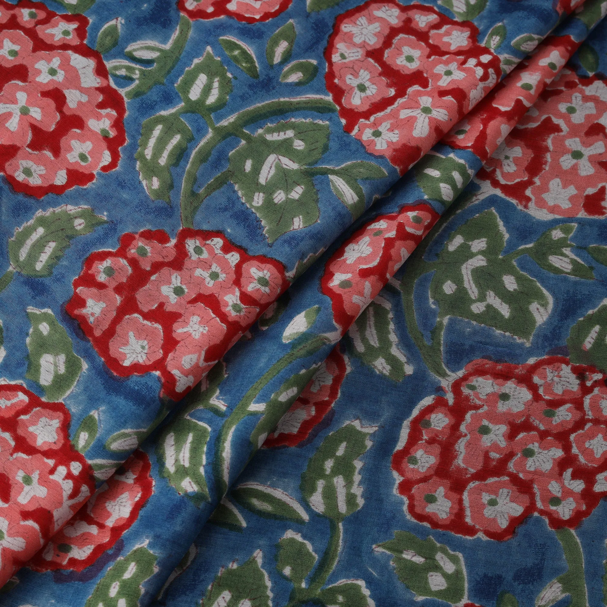 Blue - Sanganeri Hand Block Print Modal Silk Fabric 03 sold by Itokri product image thumbnail 3