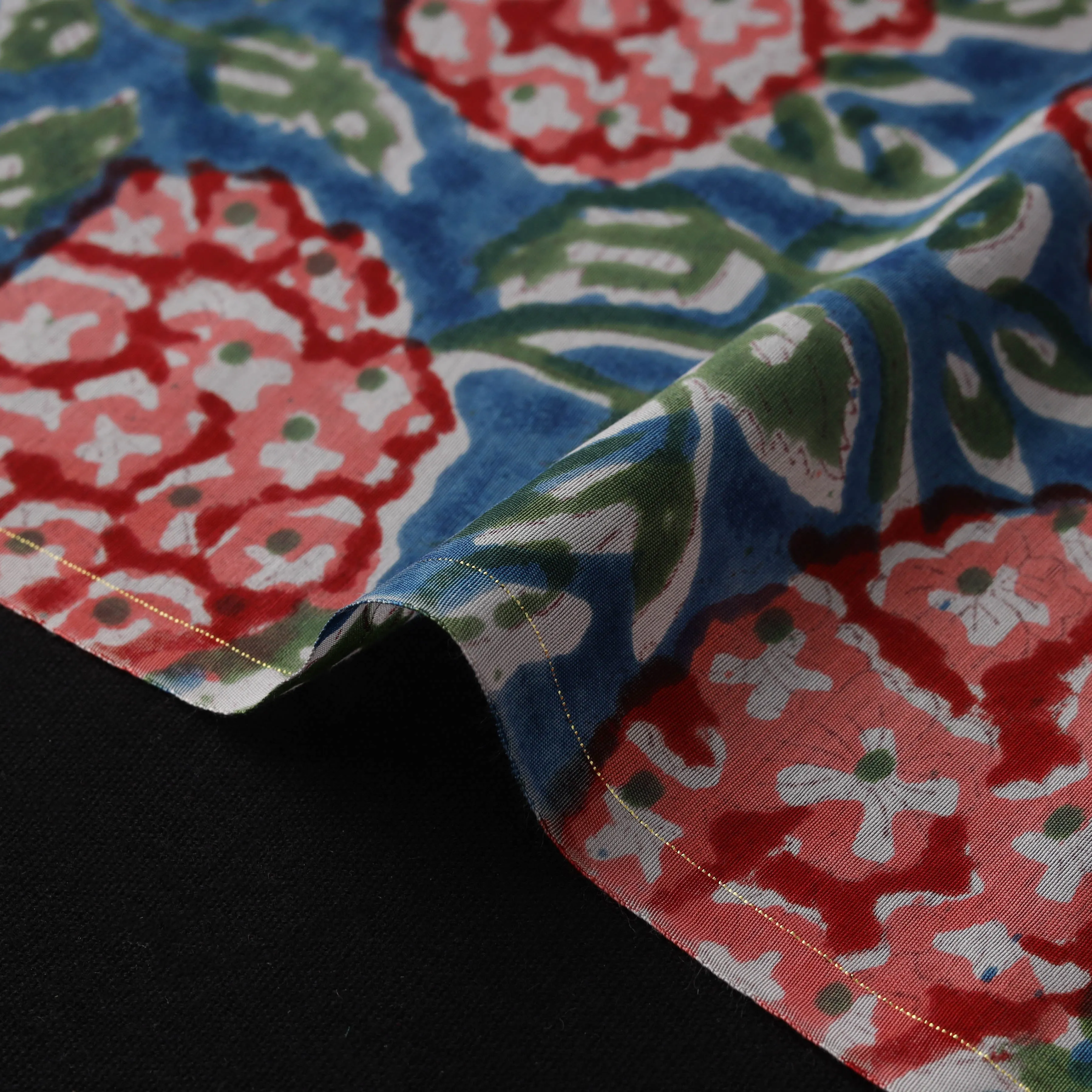 Blue - Sanganeri Hand Block Print Modal Silk Fabric 03 sold by Itokri product image thumbnail 4