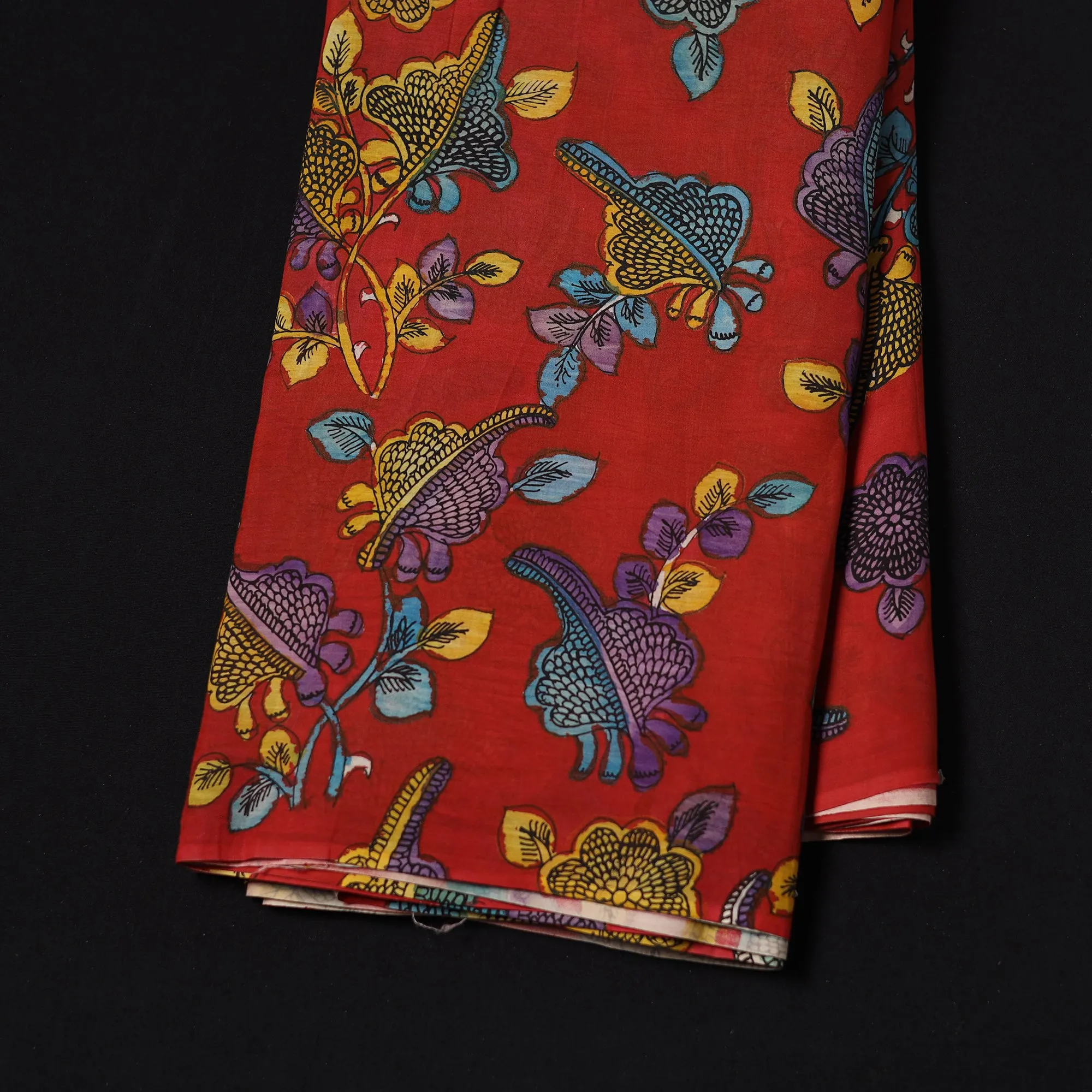 Red - Handpainted Srikalahasti Silk Cotton Pen Kalamkari Fabric 32 sold by Itokri