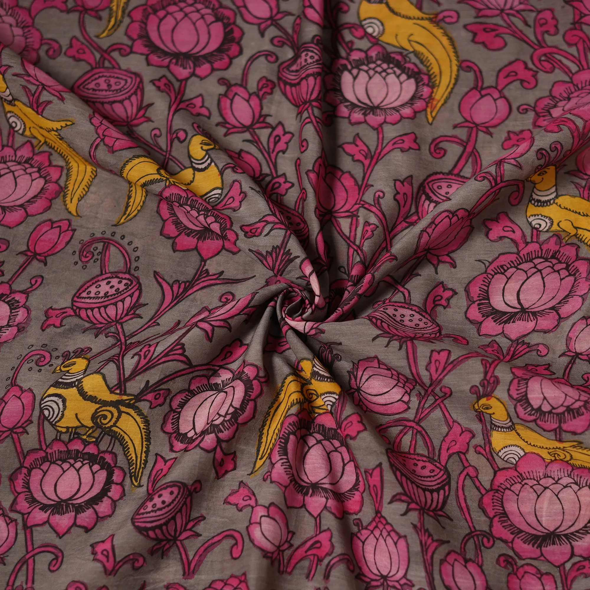 Pink - Handpainted Srikalahasti Silk Cotton Pen Kalamkari Fabric 26 sold by Itokri product image thumbnail 2