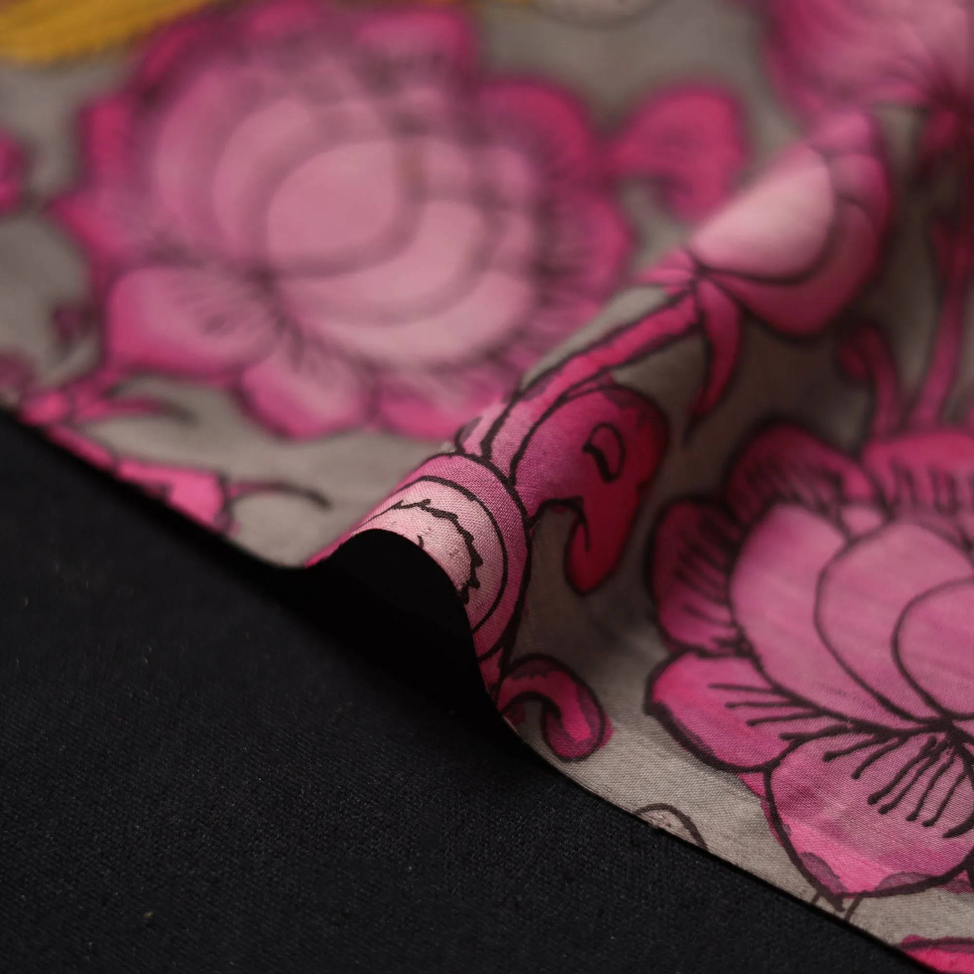 Pink - Handpainted Srikalahasti Silk Cotton Pen Kalamkari Fabric 26 sold by Itokri product image thumbnail 4