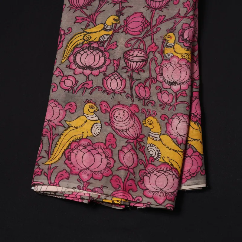 Pink - Handpainted Srikalahasti Silk Cotton Pen Kalamkari Fabric 26 made by Itokri