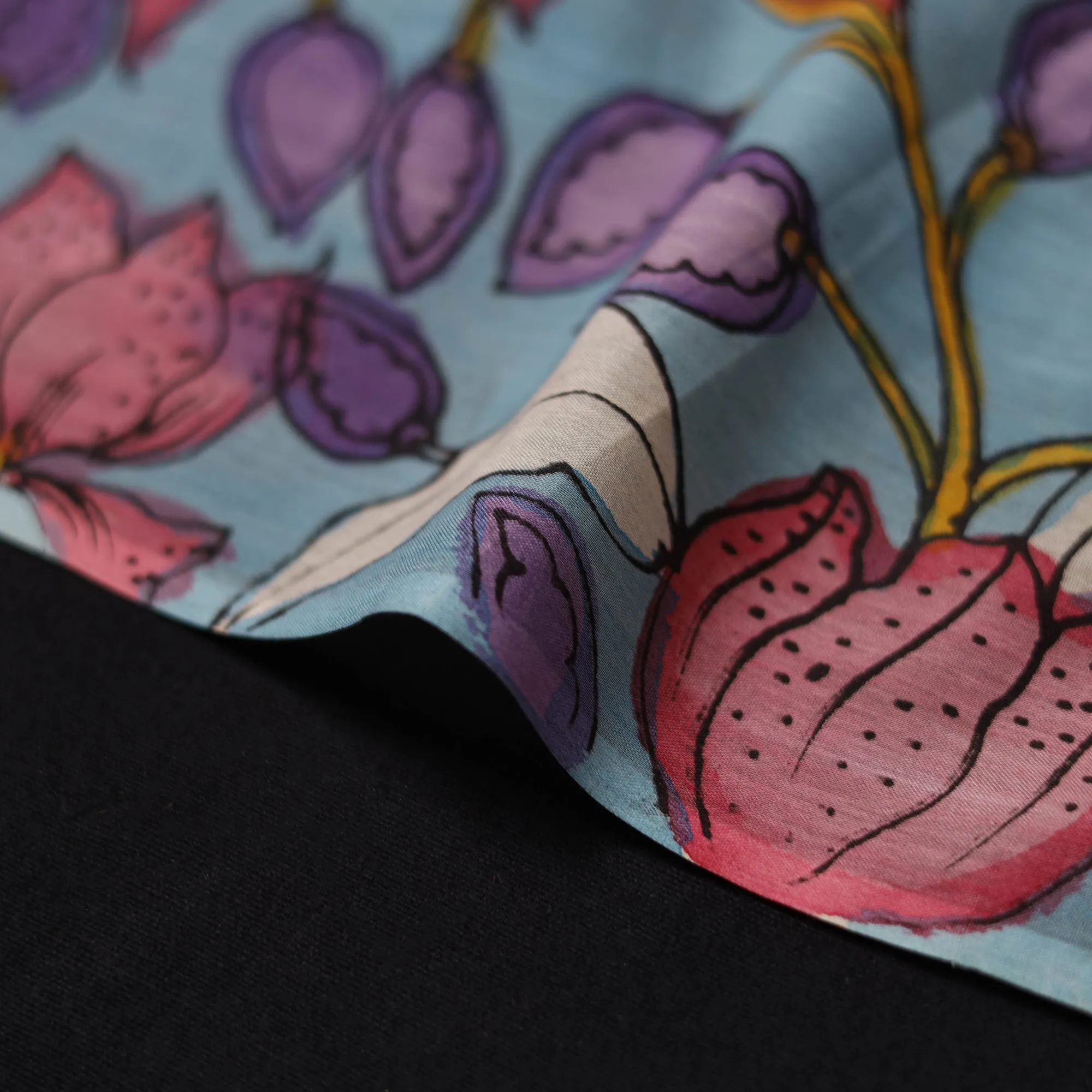 Blue - Handpainted Srikalahasti Silk Cotton Pen Kalamkari Fabric 21 sold by Itokri product image thumbnail 4