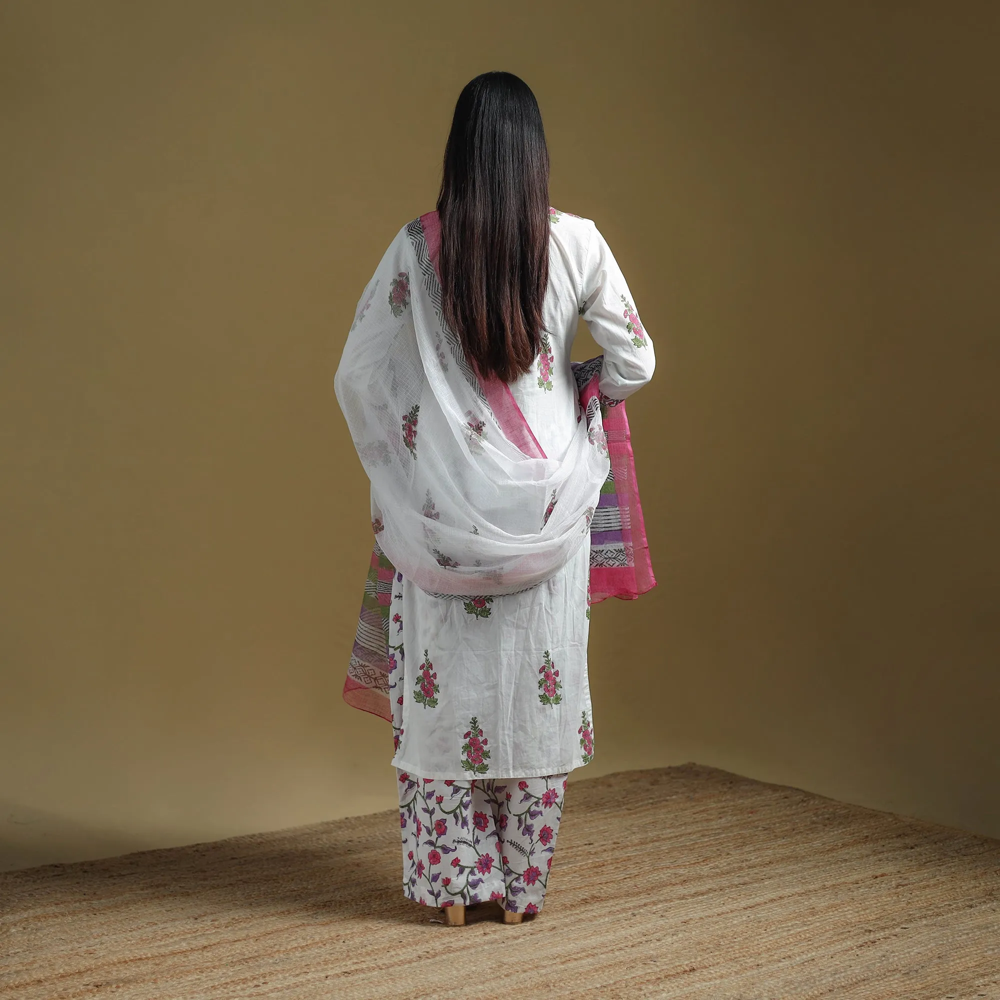 Pink - Sanganeri Hand Block Print Cotton Suit Set with Dupatta for women 19 sold by Itokri product image thumbnail 4