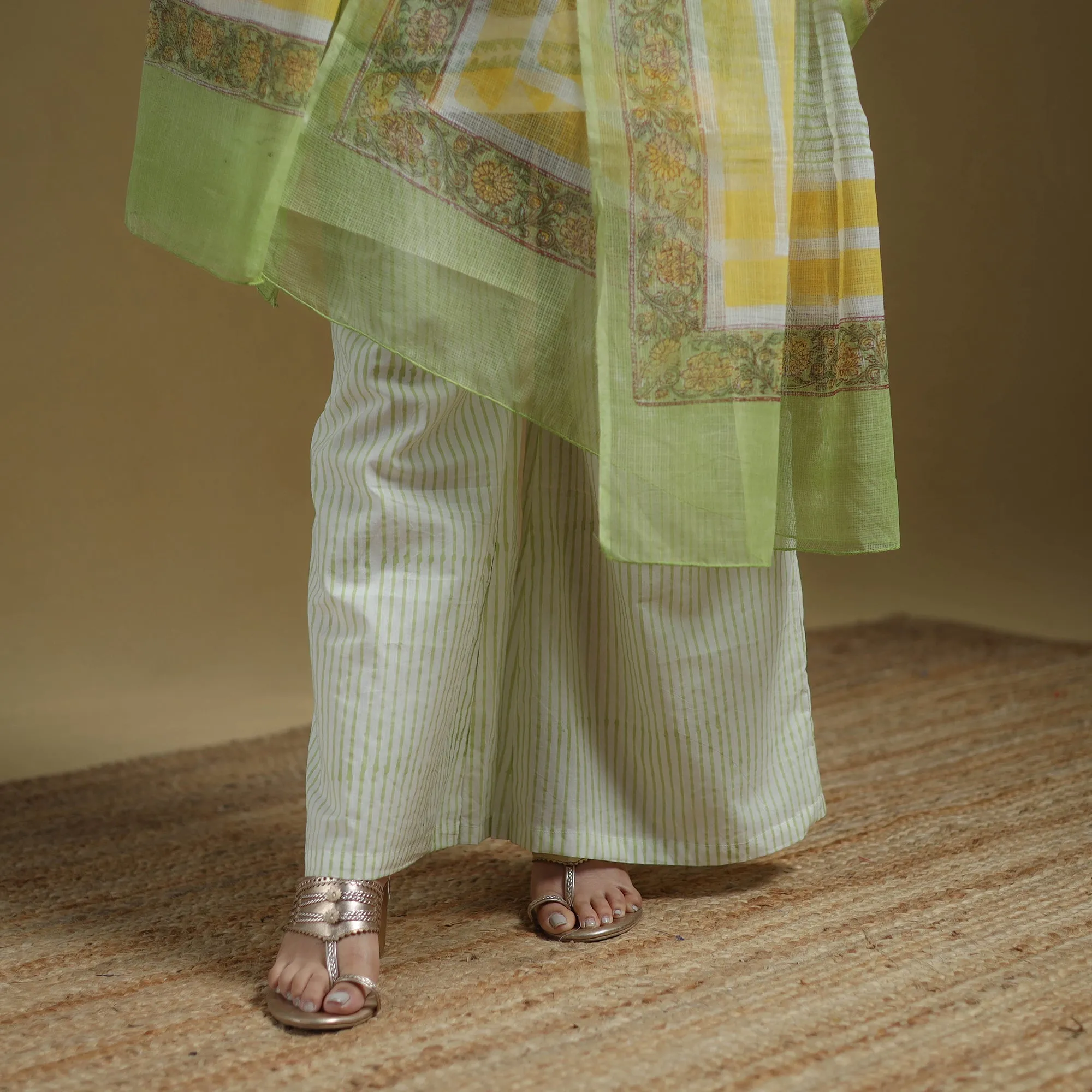 Green - Sanganeri Hand Block Print Cotton Suit Set with Dupatta for women 28 sold by Itokri product image thumbnail 5