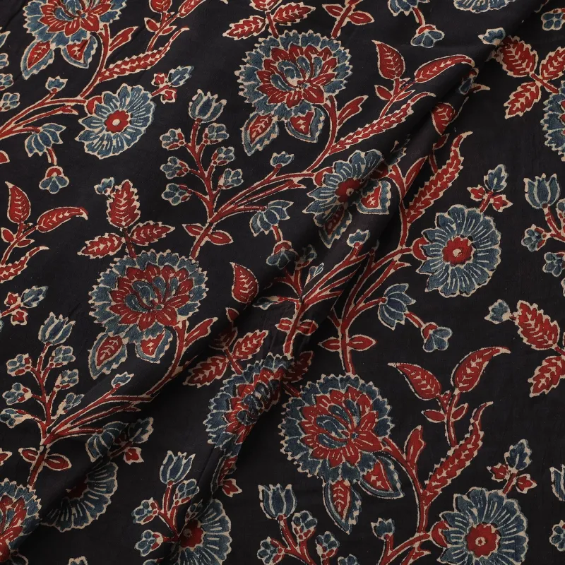 Ajrakh Hand Block Print Natural Dyed Crepe Silk Fabric 18 made by Itokri