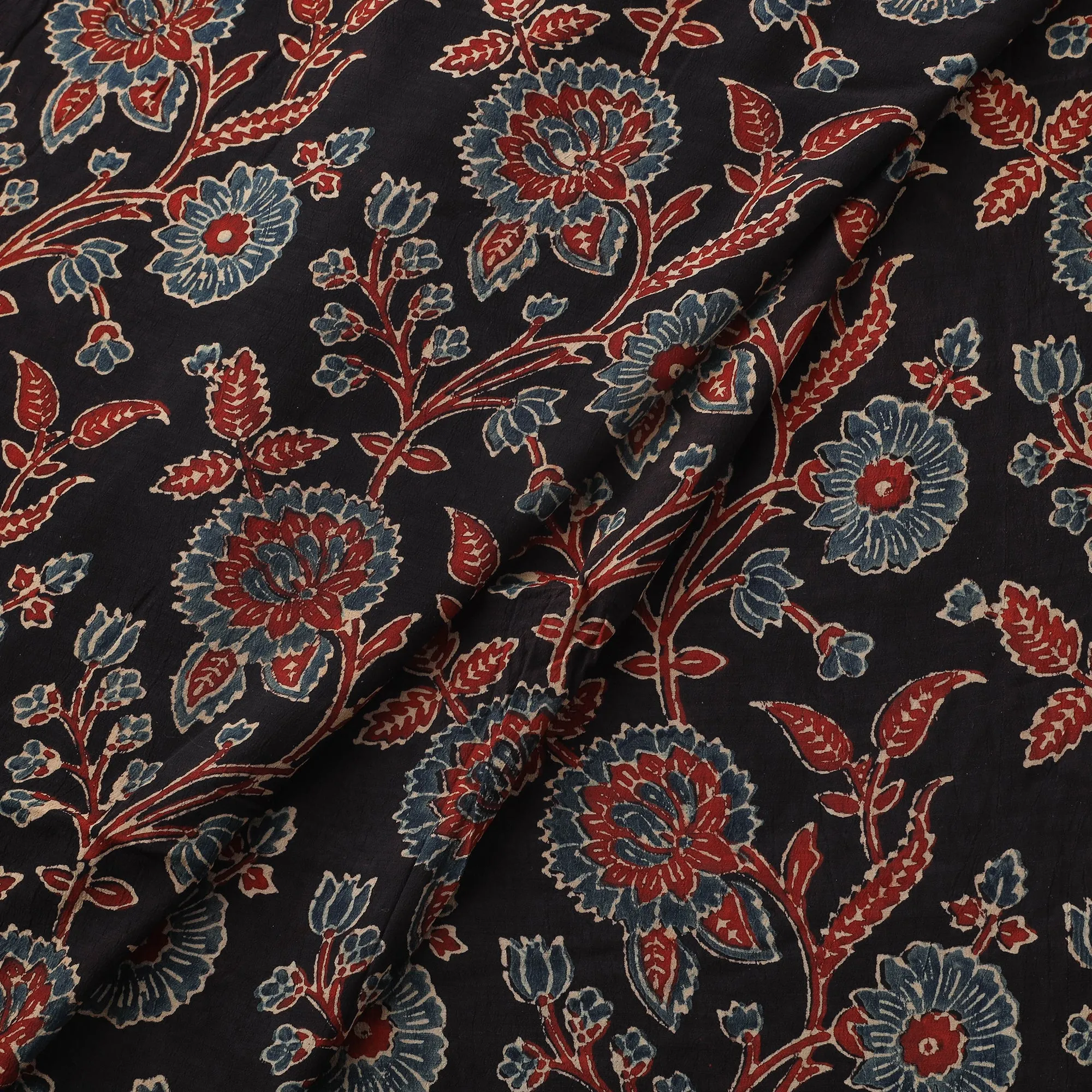 Ajrakh Hand Block Print Natural Dyed Crepe Silk Fabric 18 sold by Itokri