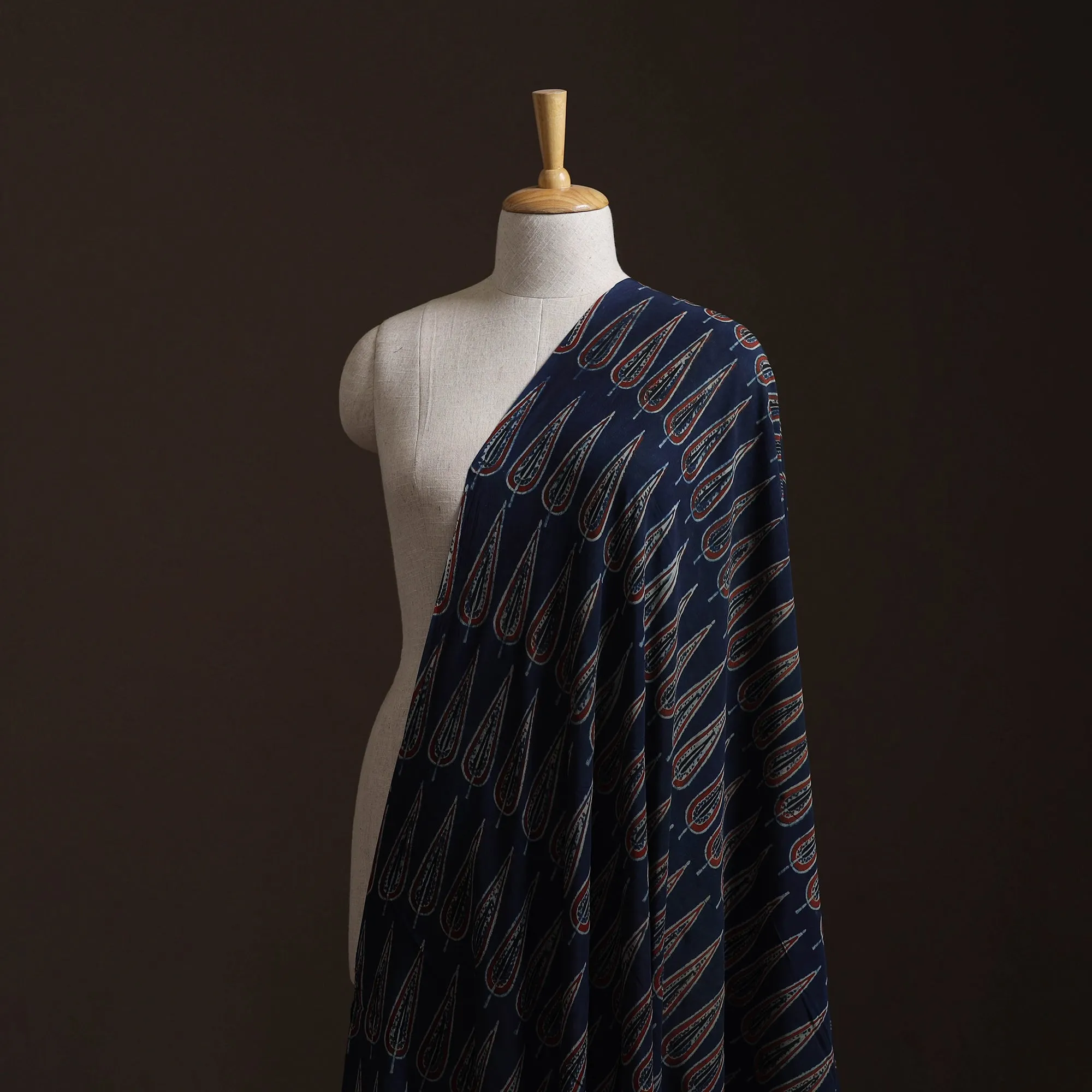 Ajrakh Hand Block Print Natural Dyed Crepe Silk Fabric 22 sold by Itokri product image thumbnail 2