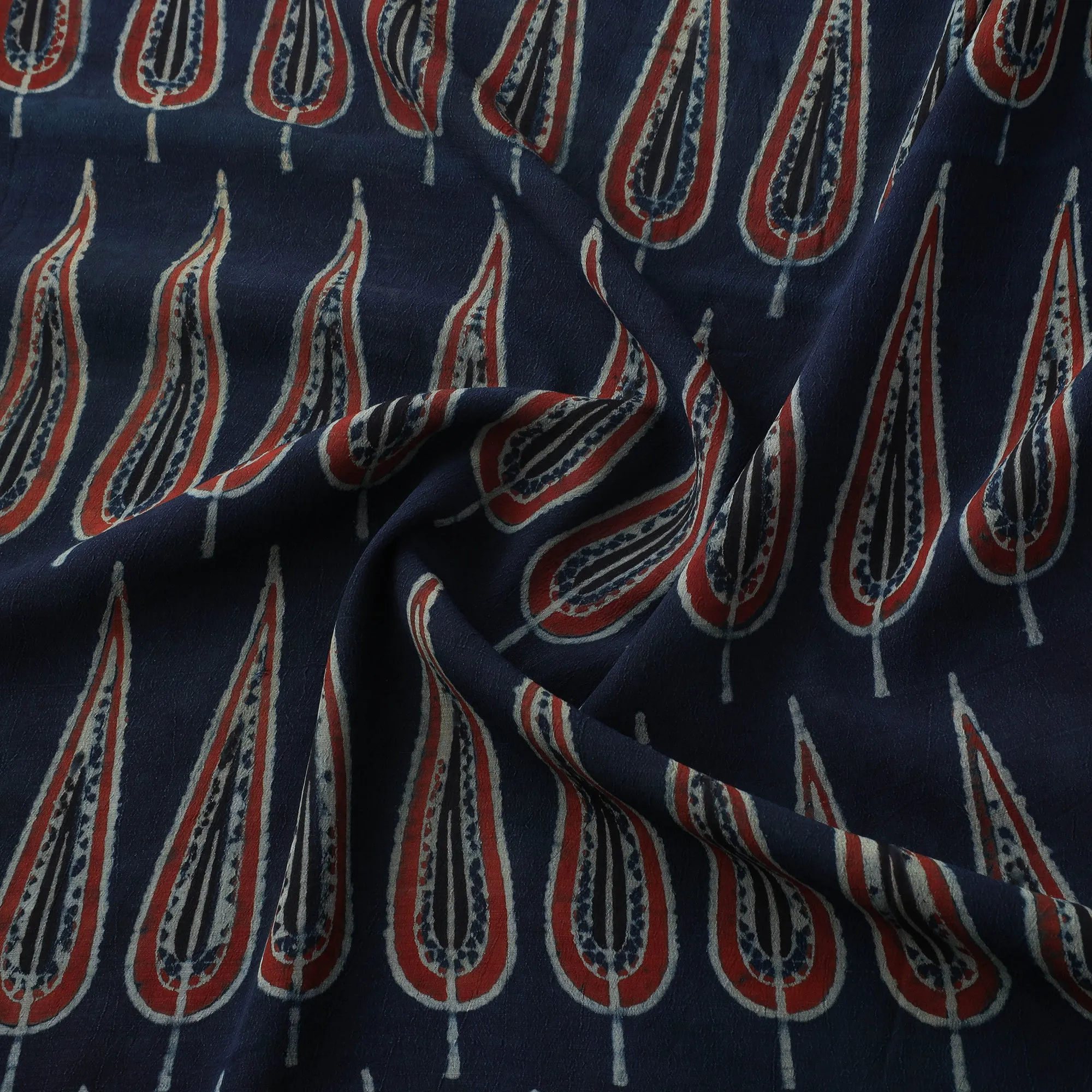 Ajrakh Hand Block Print Natural Dyed Crepe Silk Fabric 22 sold by Itokri product image thumbnail 3