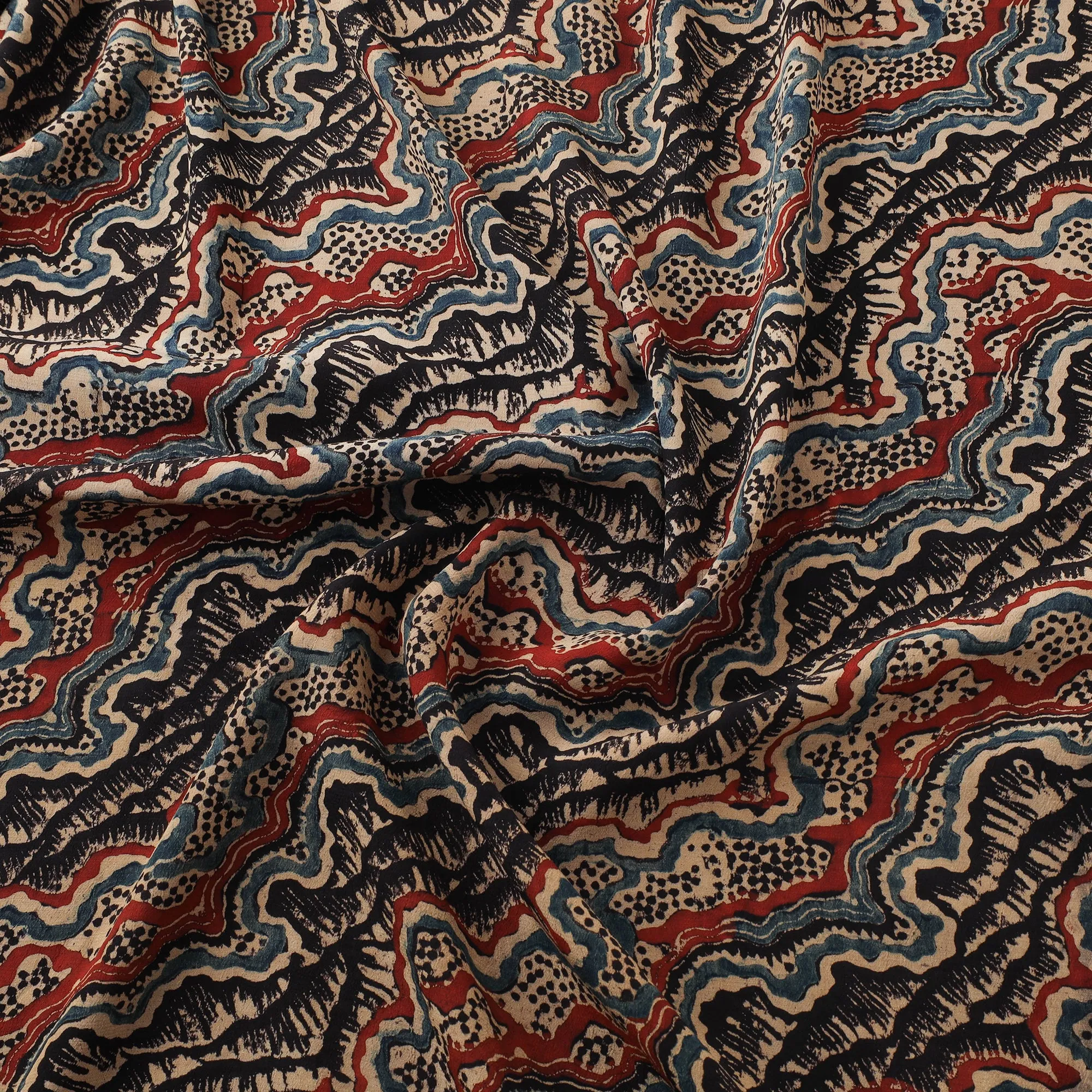 Ajrakh Hand Block Print Natural Dyed Crepe Silk Fabric 29 sold by Itokri product image thumbnail 3