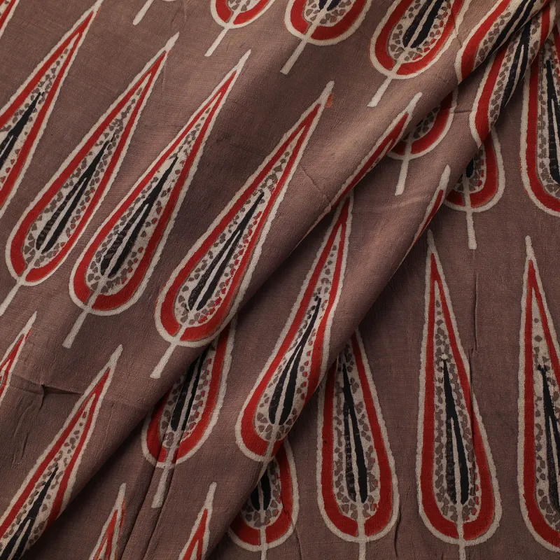 Ajrakh Hand Block Print Natural Dyed Crepe Silk Fabric 27 made by Itokri