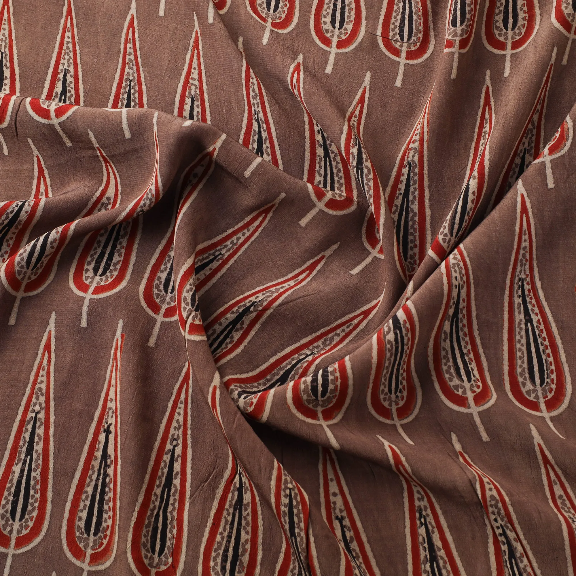 Ajrakh Hand Block Print Natural Dyed Crepe Silk Fabric 27 sold by Itokri product image thumbnail 3