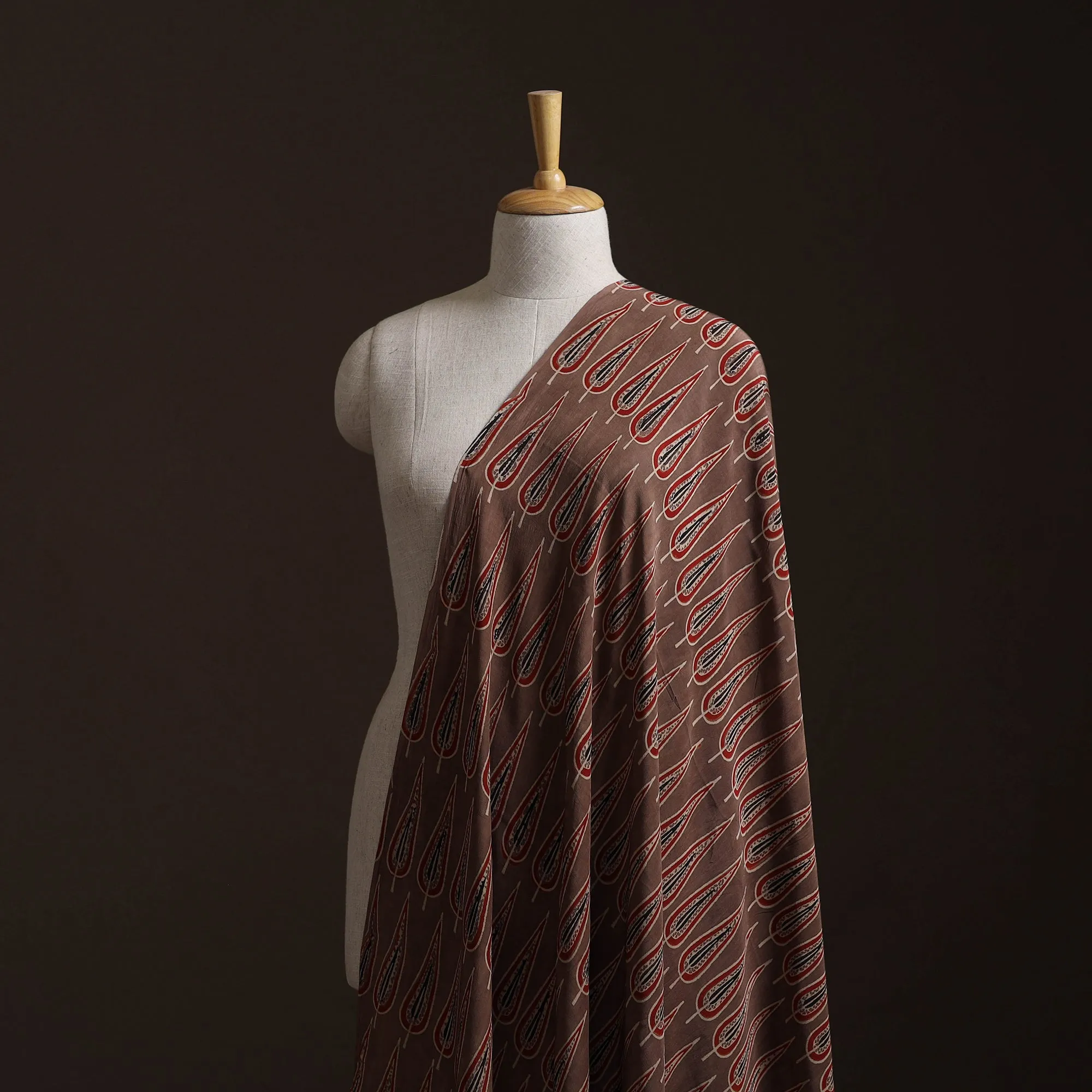 Ajrakh Hand Block Print Natural Dyed Crepe Silk Fabric 27 sold by Itokri product image thumbnail 2