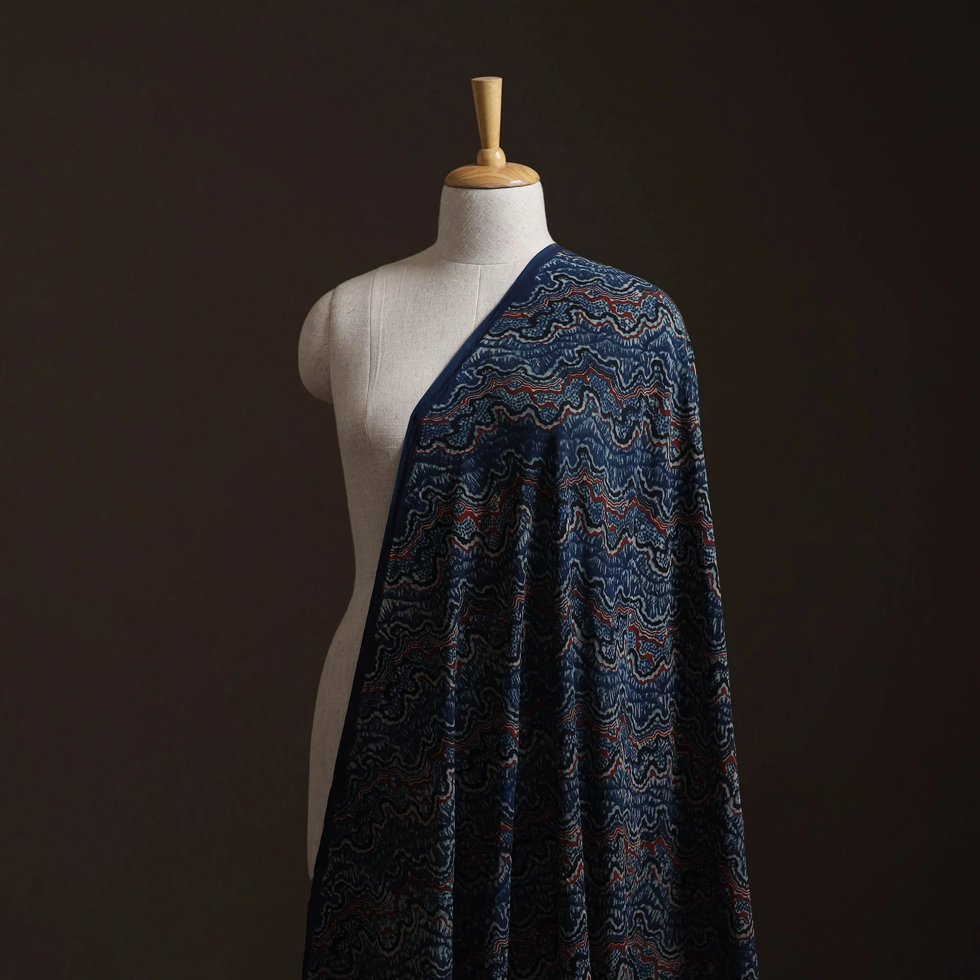 Ajrakh Hand Block Print Natural Dyed Crepe Silk Fabric 33 sold by Itokri product image thumbnail 2