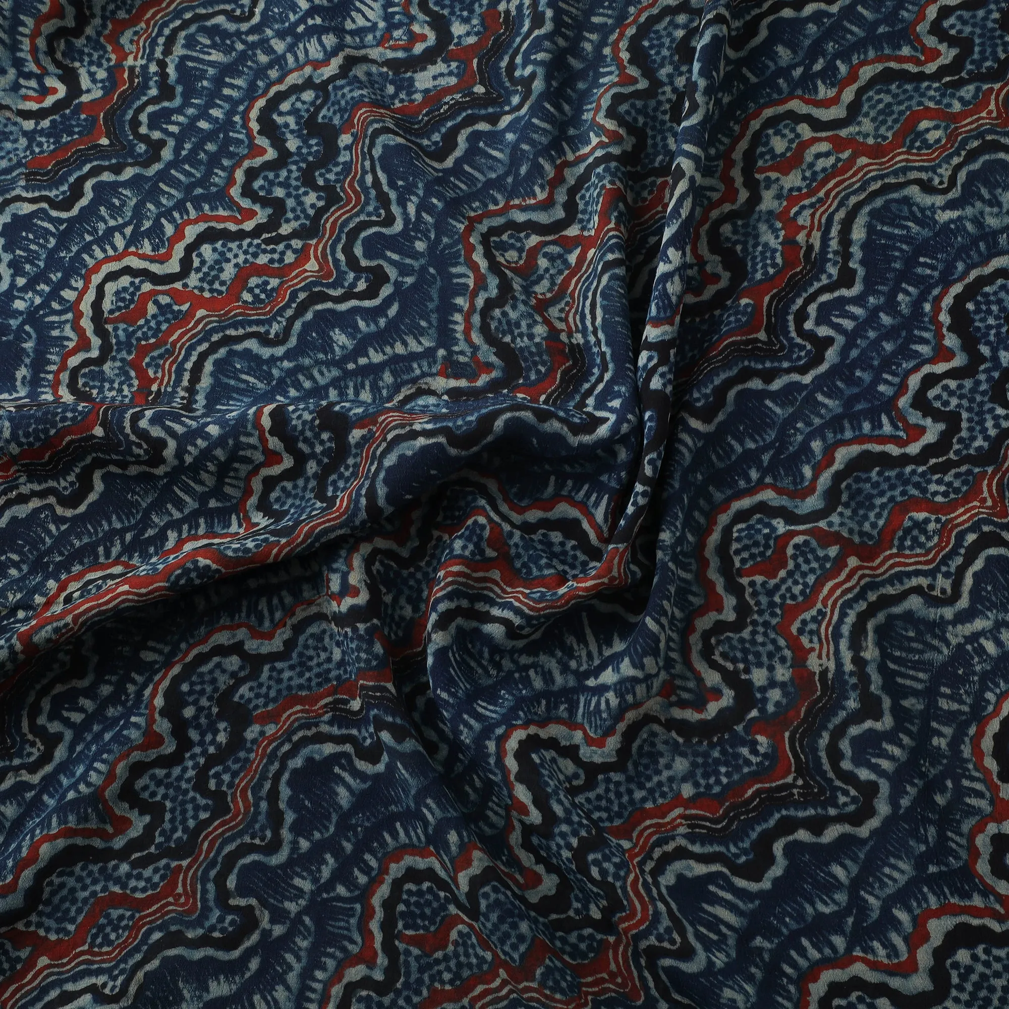 Ajrakh Hand Block Print Natural Dyed Crepe Silk Fabric 33 sold by Itokri product image thumbnail 3