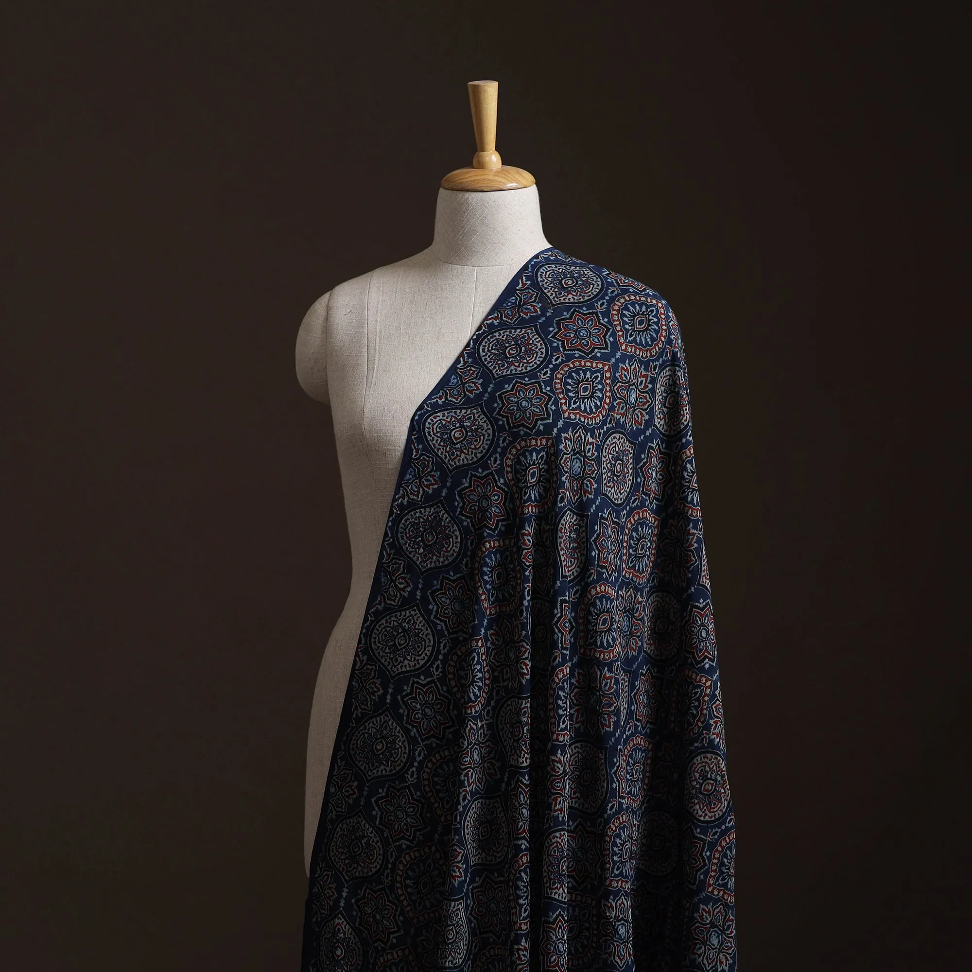 Ajrakh Hand Block Print Natural Dyed Crepe Silk Fabric 31 sold by Itokri product image thumbnail 2
