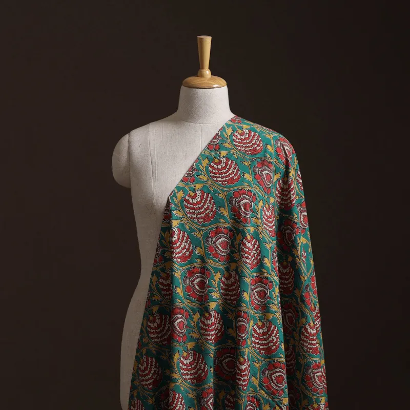 Green - Kalamkari Printed Cotton Fabric 50 made by Itokri
