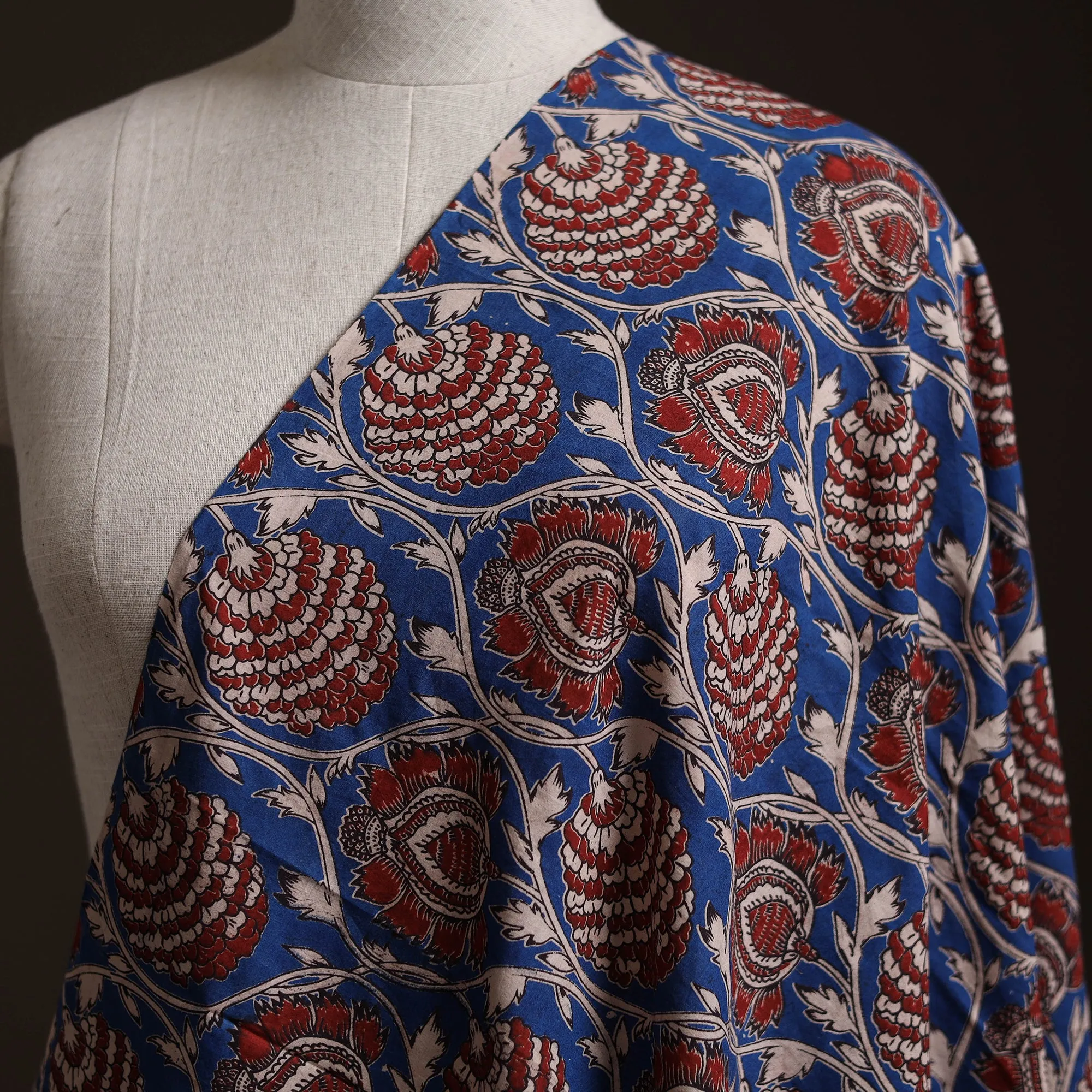 Blue - Kalamkari Printed Cotton Fabric 49 sold by Itokri product image thumbnail 2