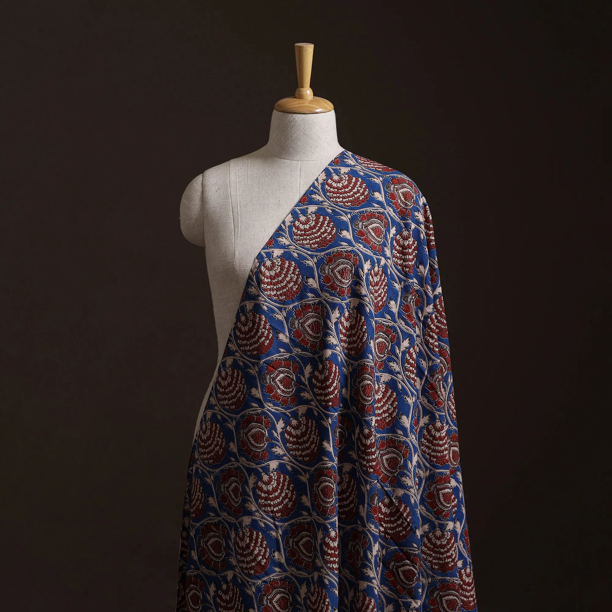 Blue - Kalamkari Printed Cotton Fabric 49 sold by Itokri