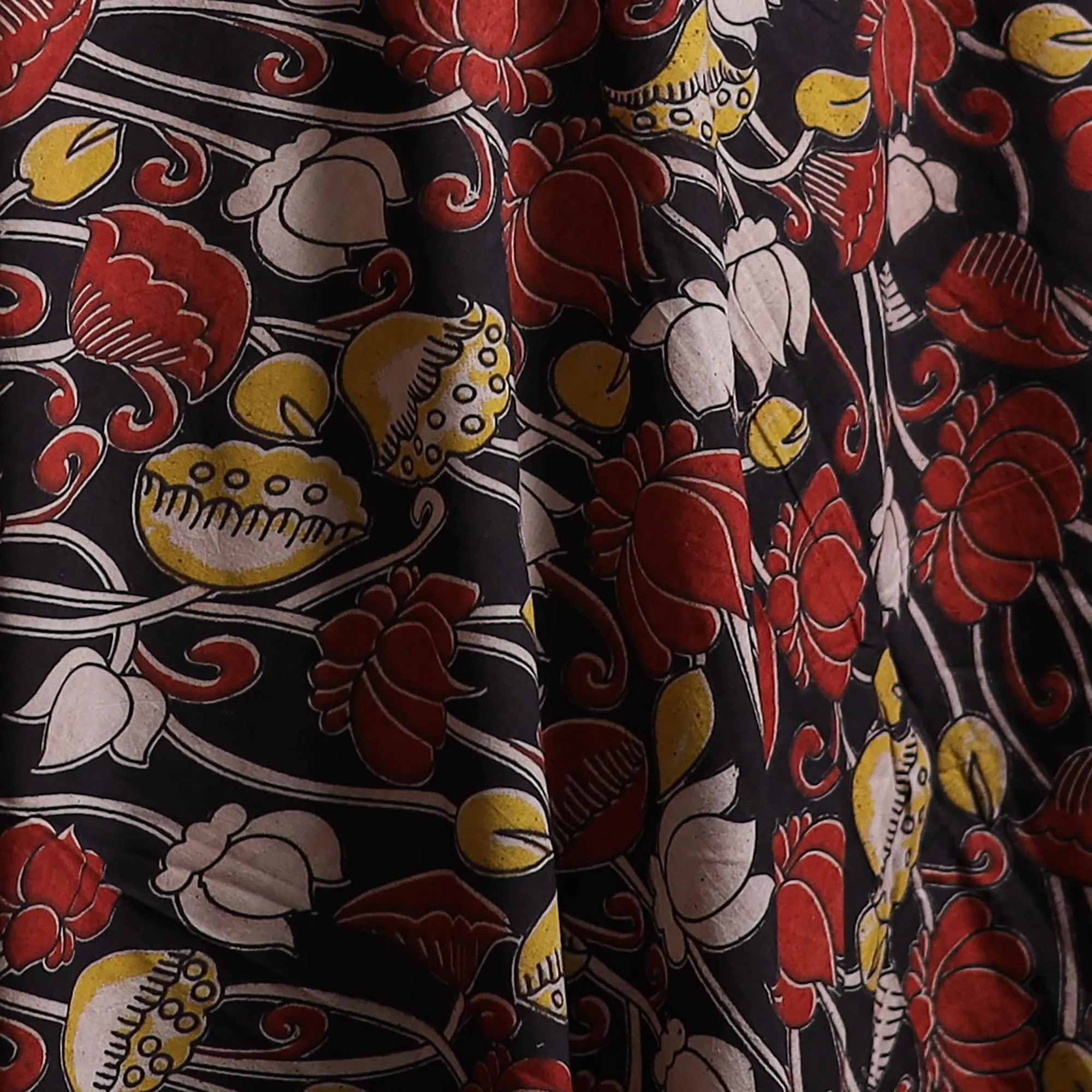 Black - Kalamkari Printed Cotton Fabric 33 sold by Itokri product image thumbnail 3