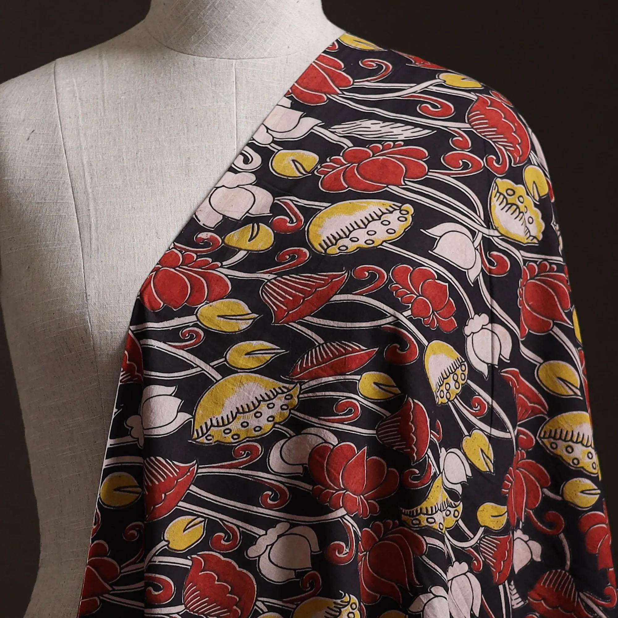 Black - Kalamkari Printed Cotton Fabric 33 sold by Itokri product image thumbnail 2