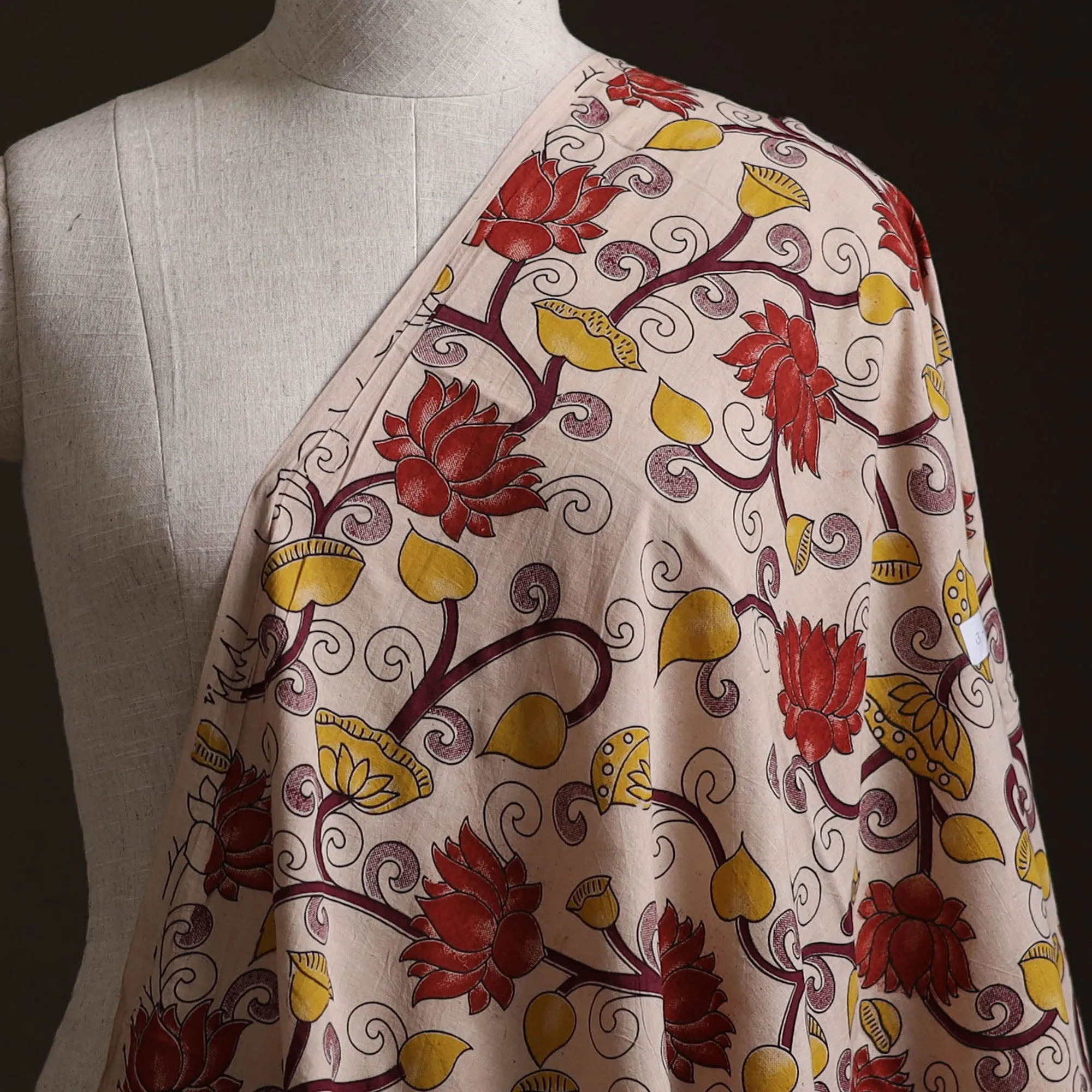 Beige - Kalamkari Printed Cotton Fabric 31 sold by Itokri product image thumbnail 2