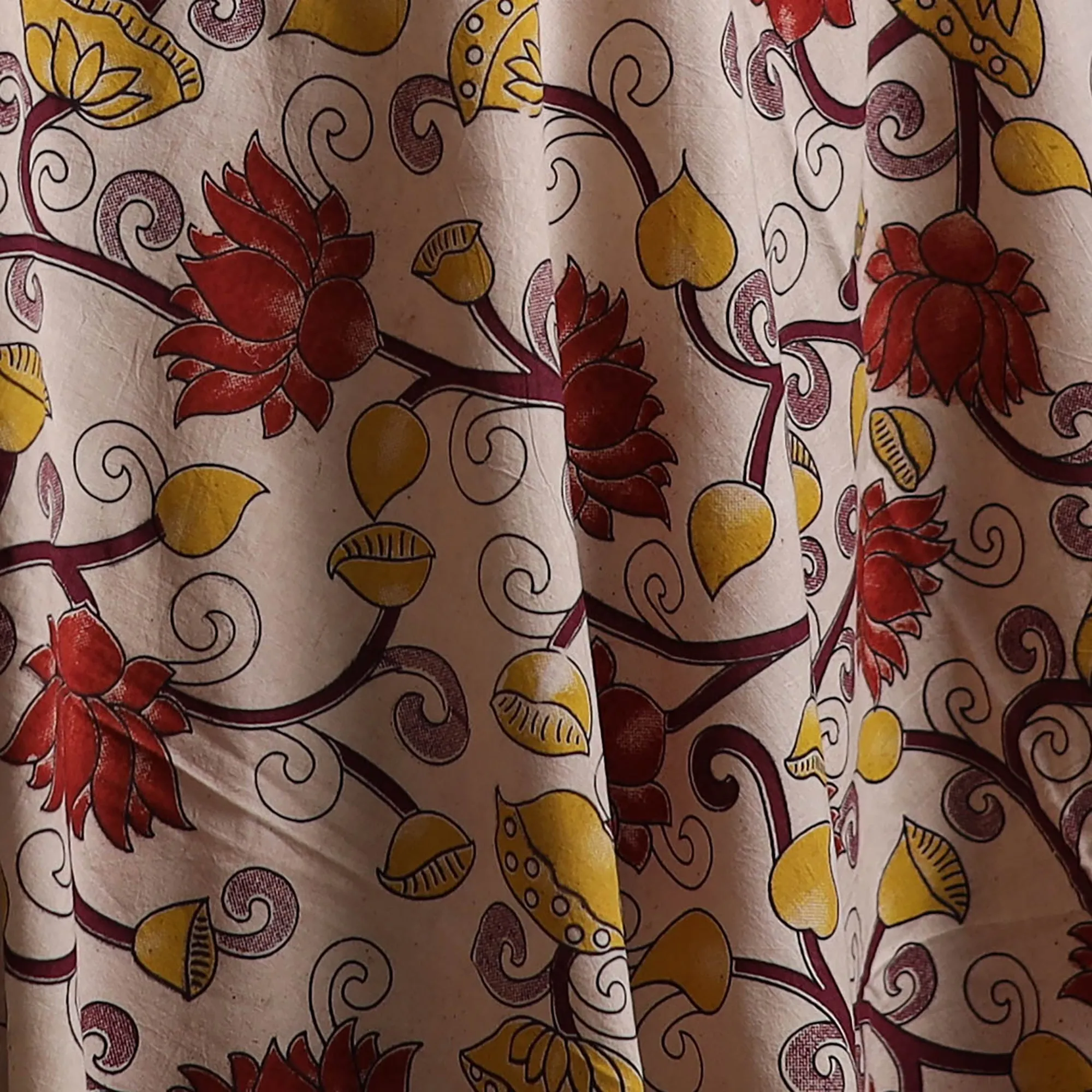 Beige - Kalamkari Printed Cotton Fabric 31 sold by Itokri product image thumbnail 3
