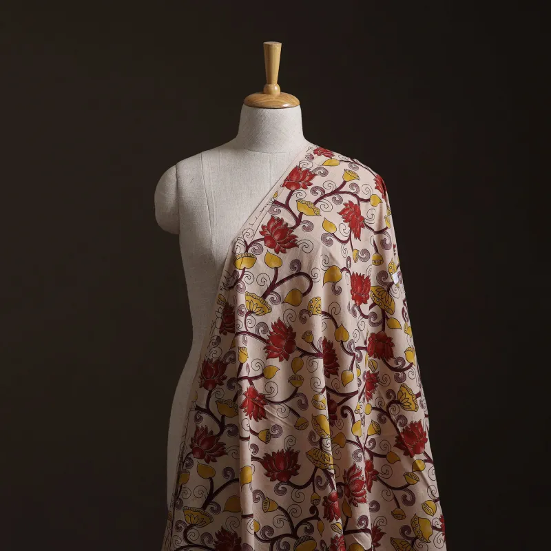 Beige - Kalamkari Printed Cotton Fabric 31 made by Itokri