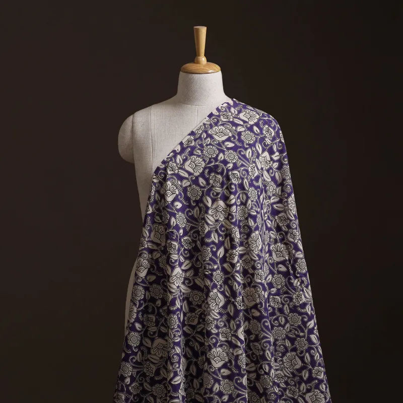 Purple - Kalamkari Printed Cotton Fabric 23 made by Itokri