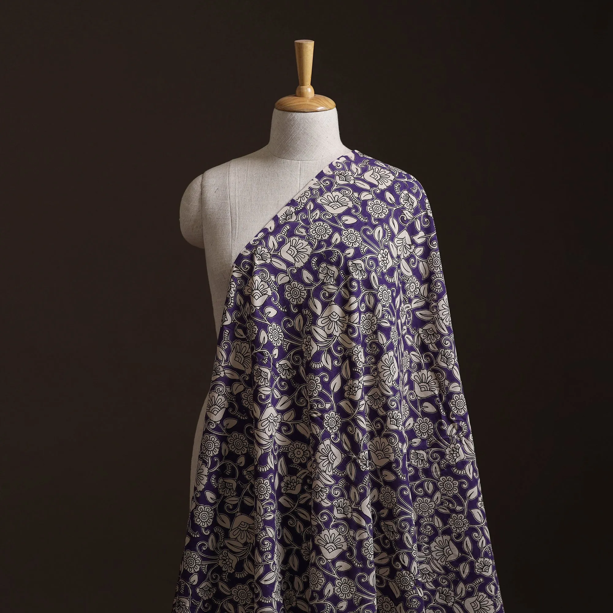 Purple - Kalamkari Printed Cotton Fabric 23 sold by Itokri