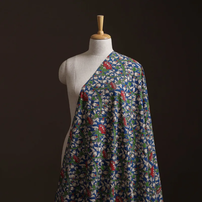 Blue - Kalamkari Printed Cotton Fabric 20 made by Itokri