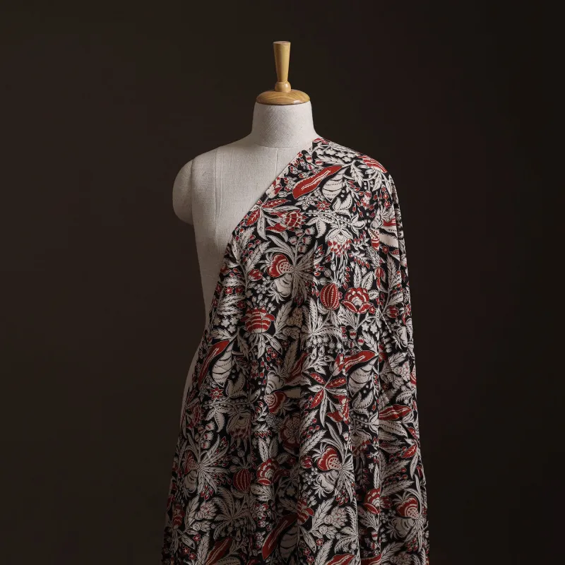 Black - Kalamkari Printed Cotton Fabric 16 made by Itokri