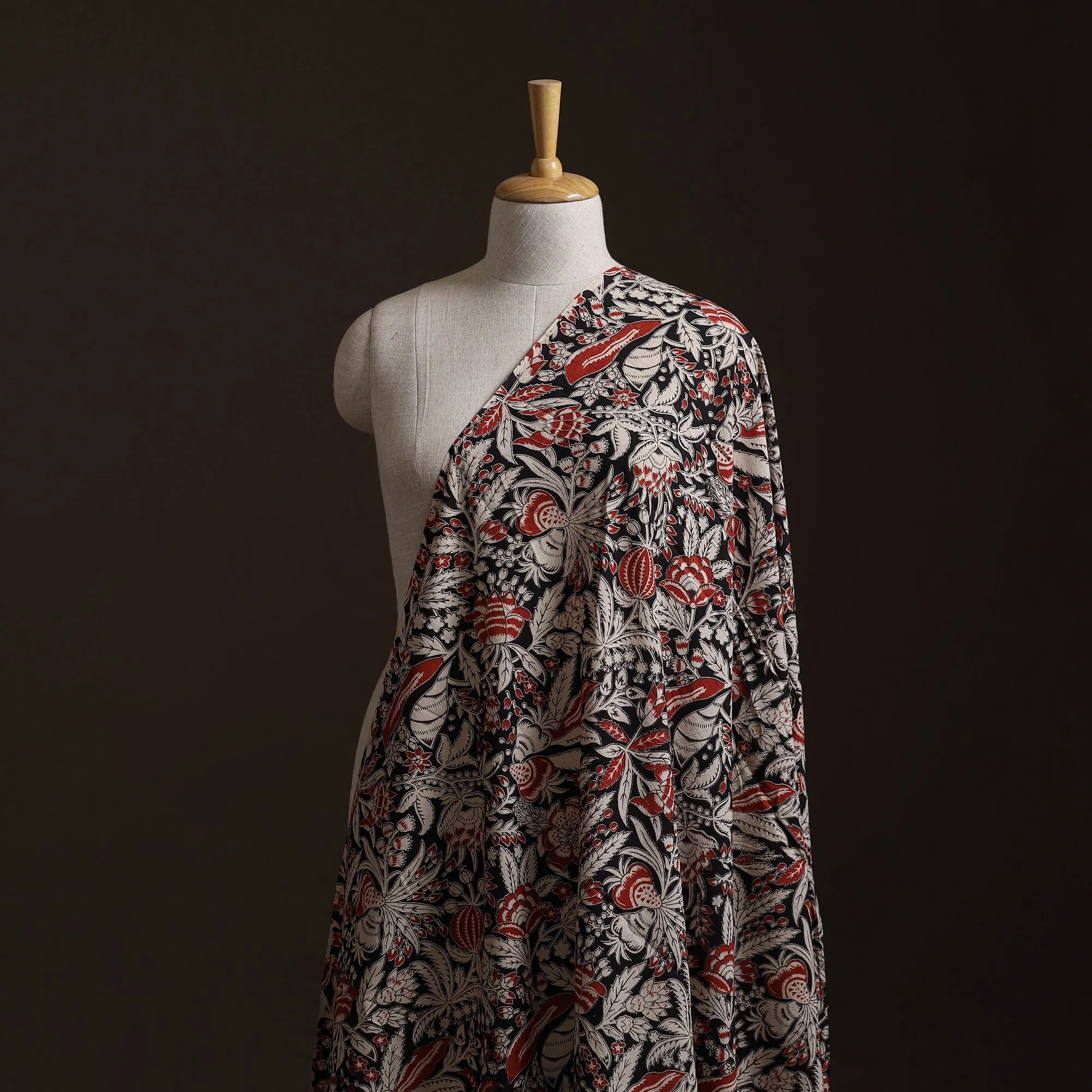 Black - Kalamkari Printed Cotton Fabric 16 sold by Itokri