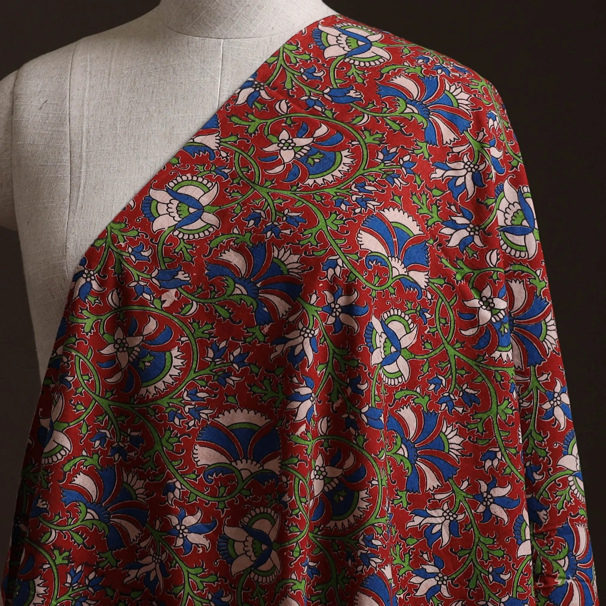 Red - Kalamkari Printed Cotton Fabric 13 sold by Itokri product image thumbnail 2