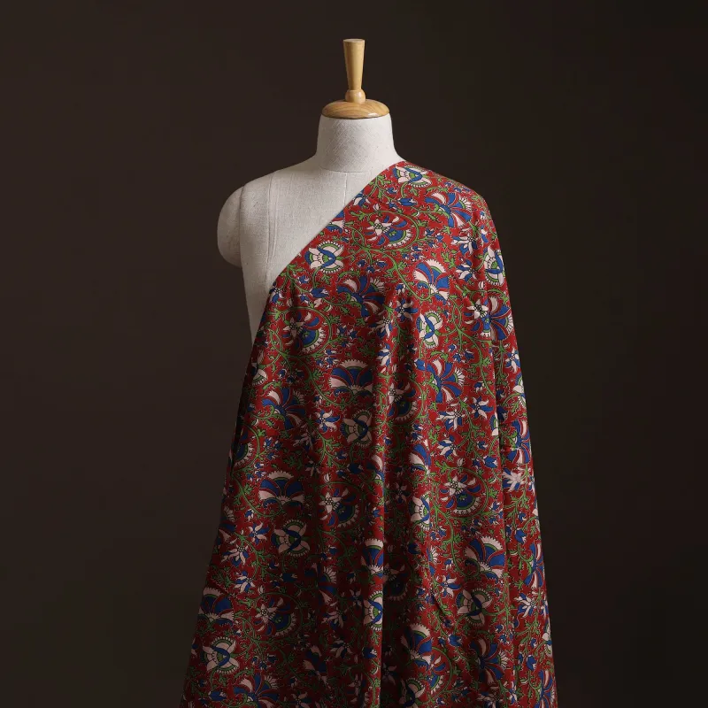 Red - Kalamkari Printed Cotton Fabric 13 made by Itokri