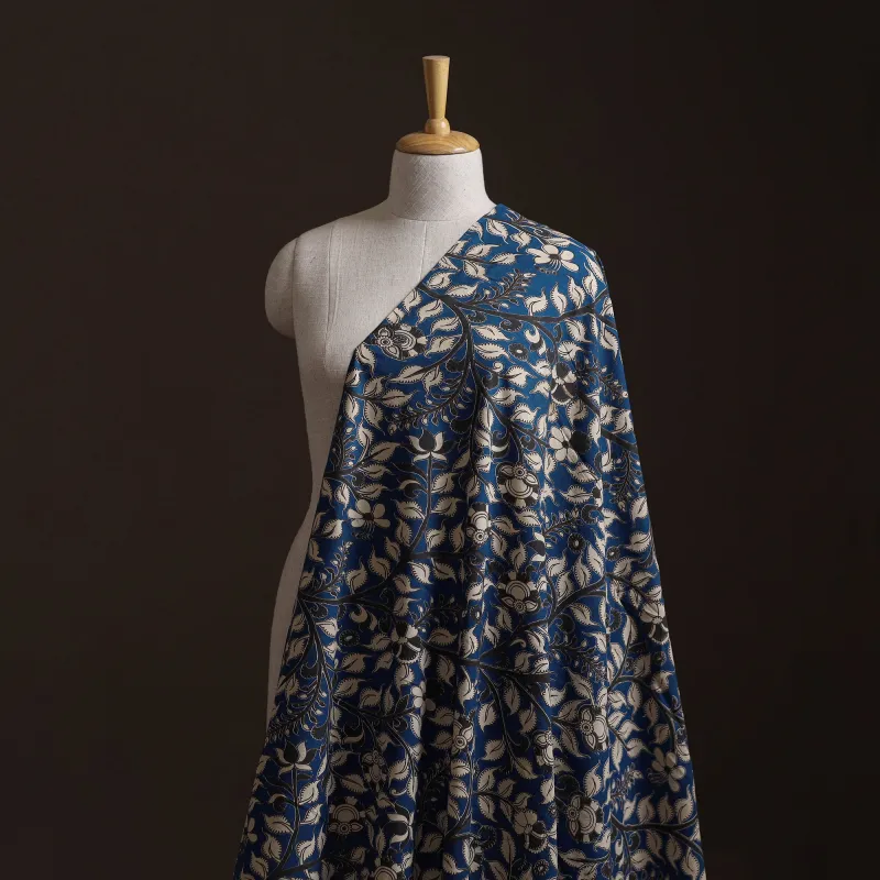 Blue - Kalamkari Printed Cotton Fabric 11 made by Itokri