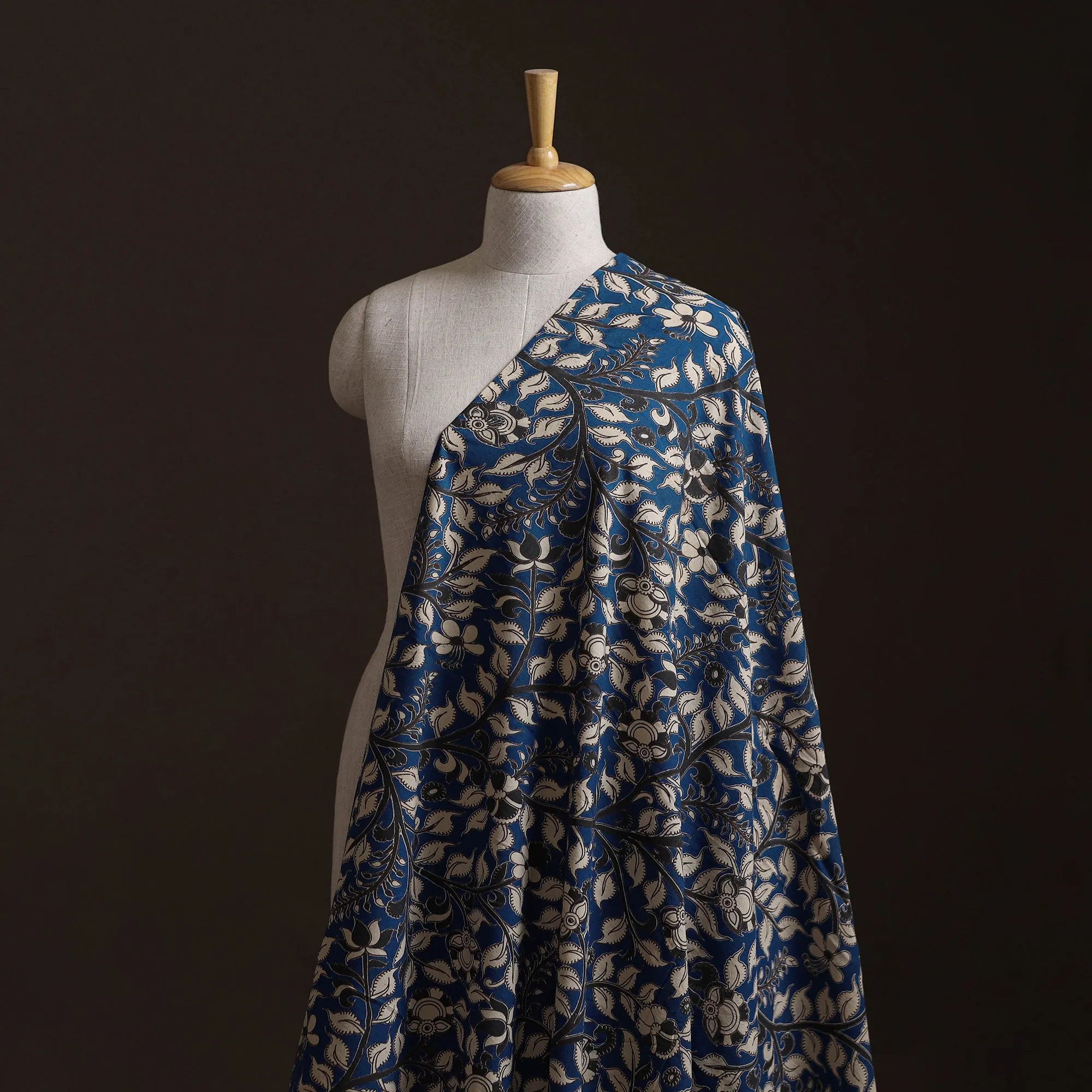 Blue - Kalamkari Printed Cotton Fabric 11 sold by Itokri