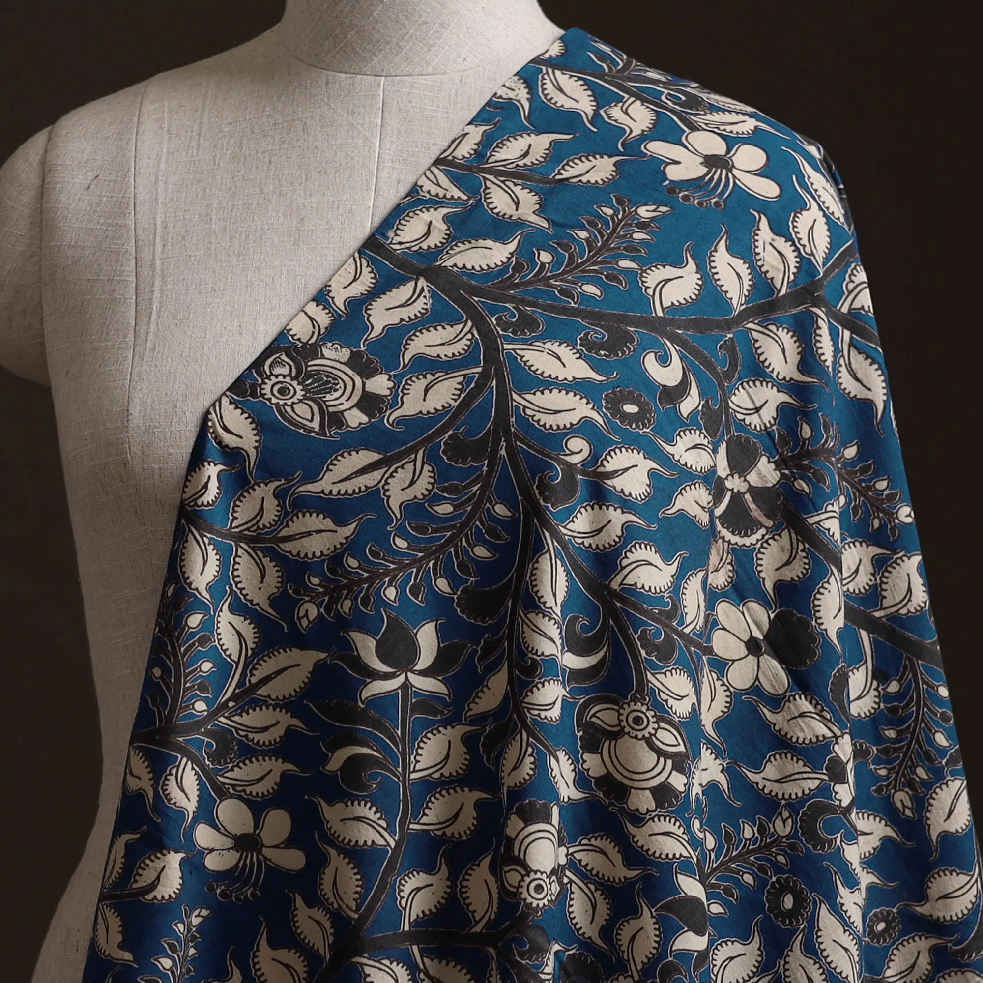 Blue - Kalamkari Printed Cotton Fabric 11 sold by Itokri product image thumbnail 2