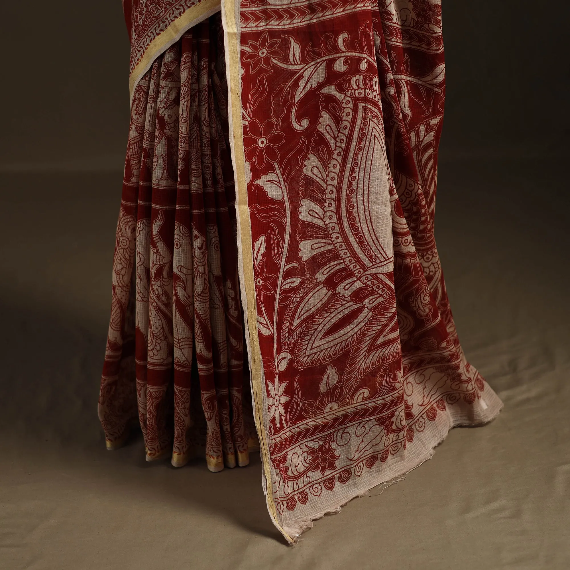 Kalamkari Printed Kota Doria Cotton Saree 04 sold by Itokri product image thumbnail 4