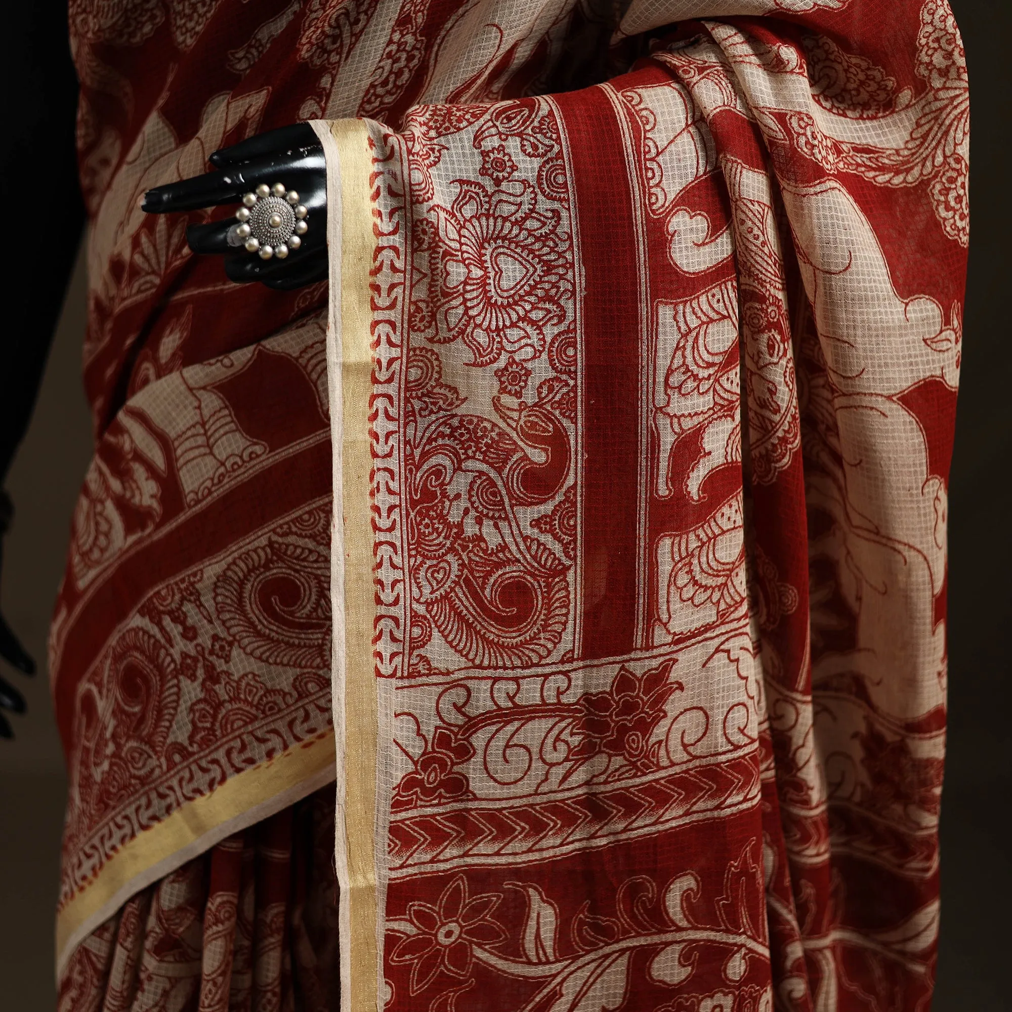 Kalamkari Printed Kota Doria Cotton Saree 04 sold by Itokri product image thumbnail 3